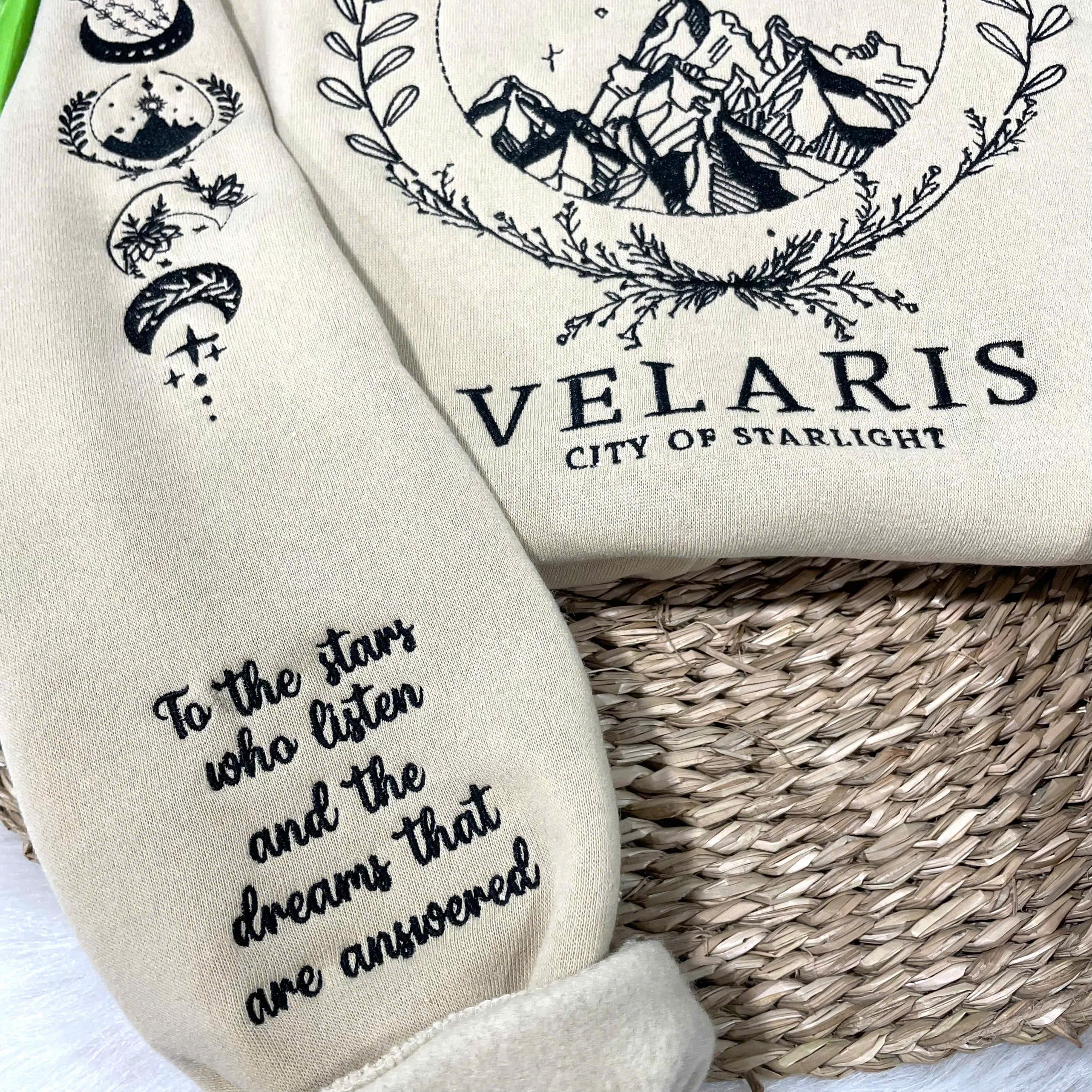 Velaris Embroidered Shirtvelaris City Of Starlight Embroidered Sweatshirtthe Night Court Shirtsjm Sweatercity Of Starlightacotar Shirt