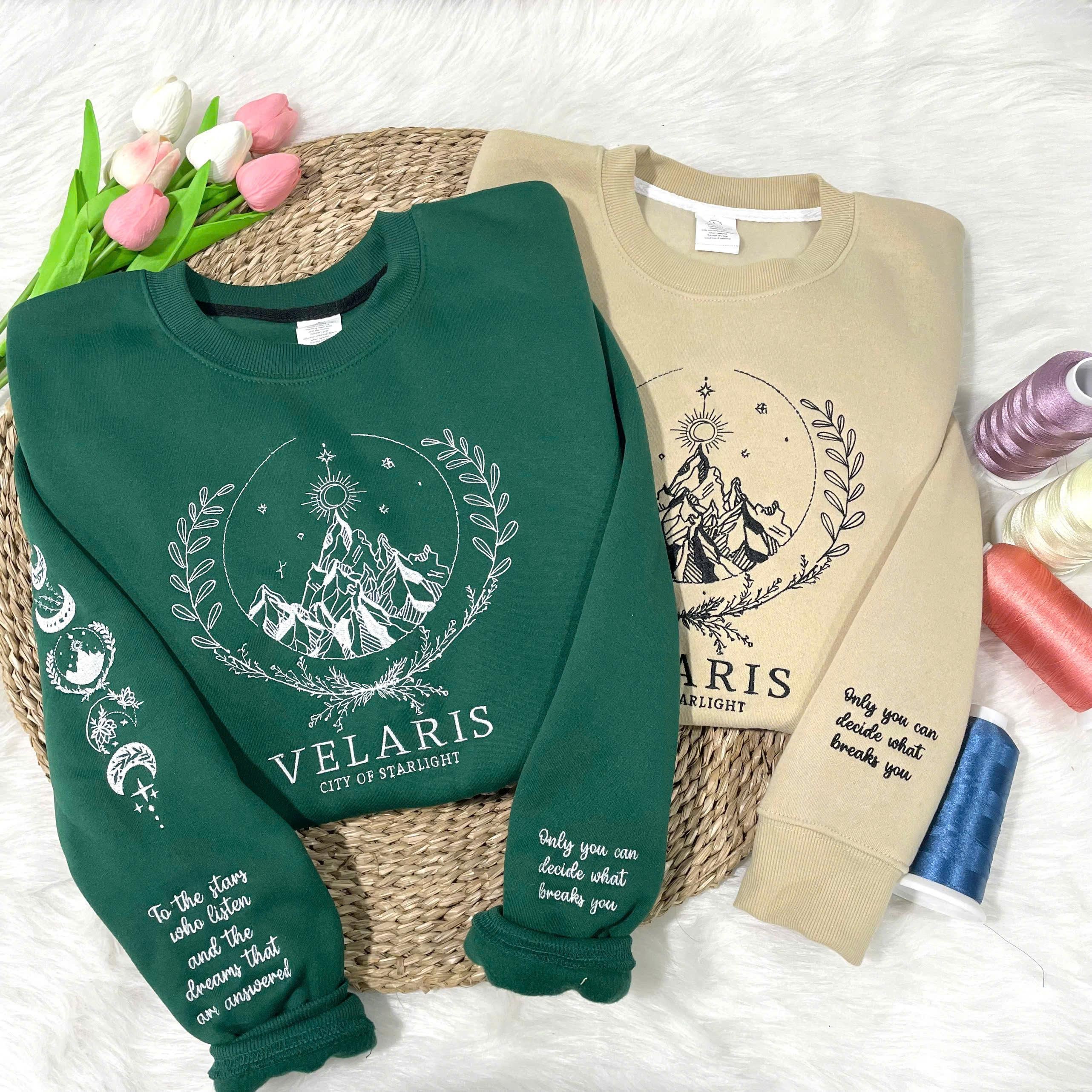 Velaris Embroidered Shirtvelaris City Of Starlight Embroidered Sweatshirtthe Night Court Shirtsjm Sweatercity Of Starlightacotar Shirt