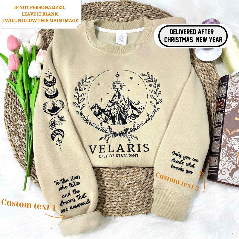 Velaris Embroidered Shirtvelaris City Of Starlight Embroidered Sweatshirtthe Night Court Shirtsjm Sweatercity Of Starlightacotar Shirt