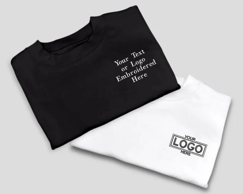 Personalised Embroidered T-shirt Custom Textquote On Left Brest Crewneck Design Matching Unisex Tees 100% Cotton Shirts Christmas Gifts