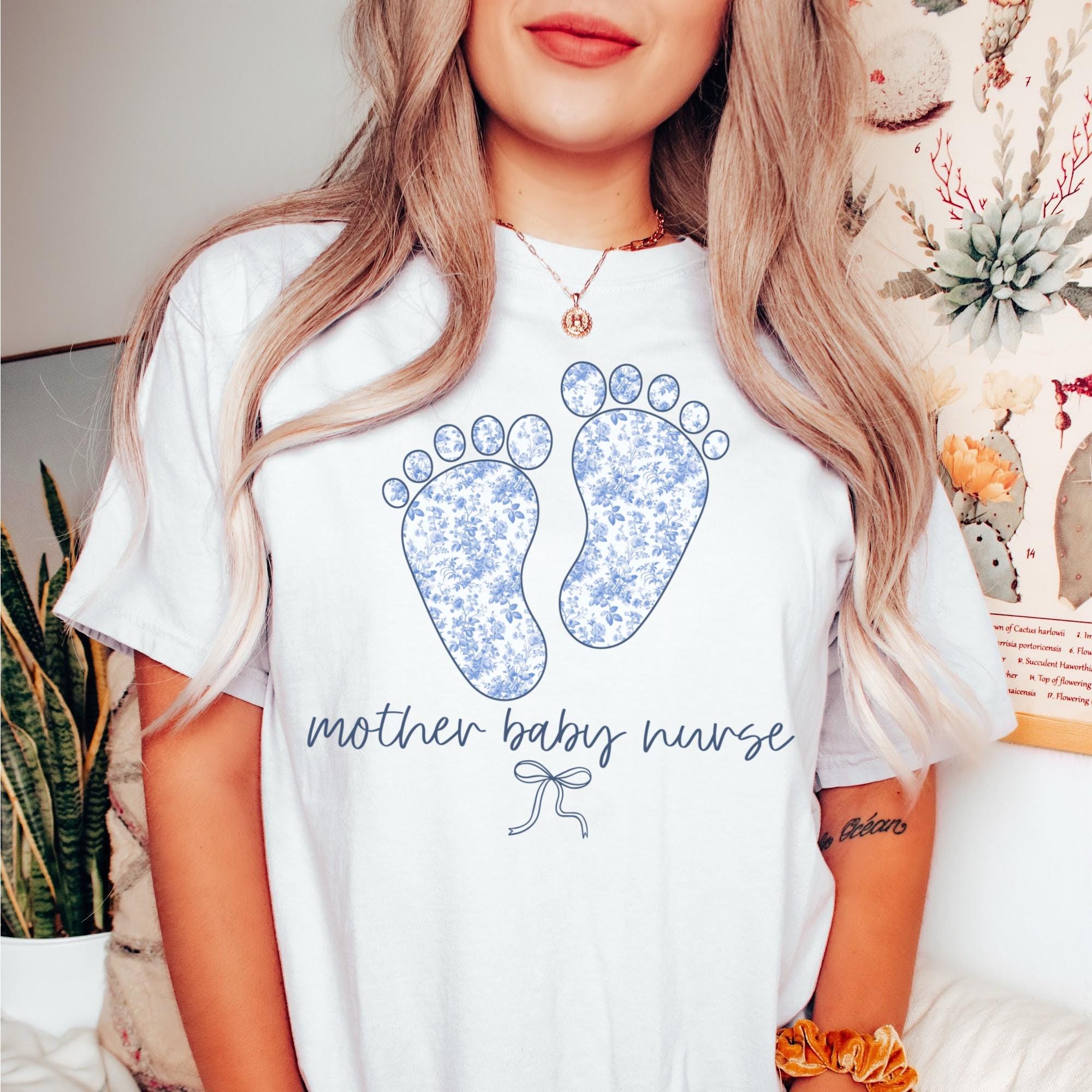 Comfort Colors Mother Baby Nurse Shirt Toile De Jouy Mother Baby Unit T-shirt Coquette Postpartum Nurse Gift Rn Grad Gift Appreciation