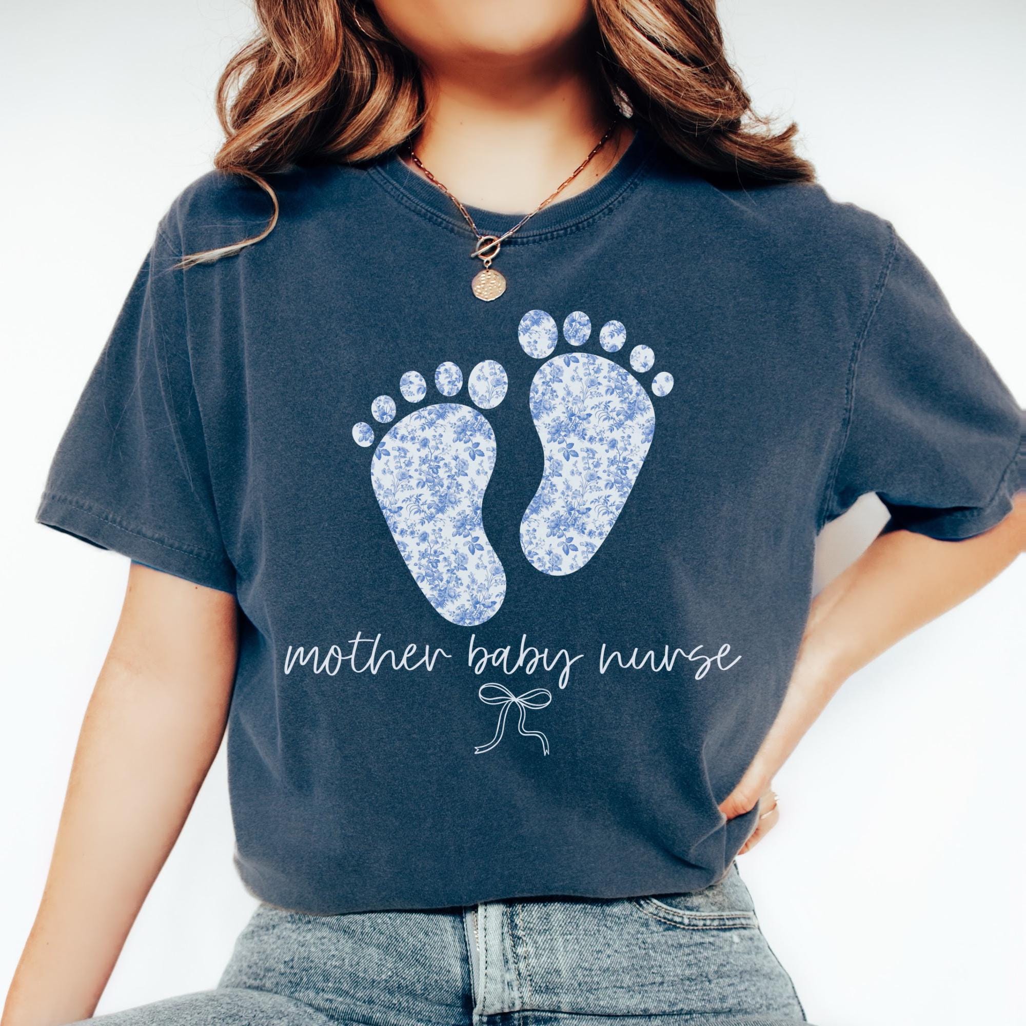 Comfort Colors Mother Baby Nurse Shirt Toile De Jouy Mother Baby Unit T-shirt Coquette Postpartum Nurse Gift Rn Grad Gift Appreciation