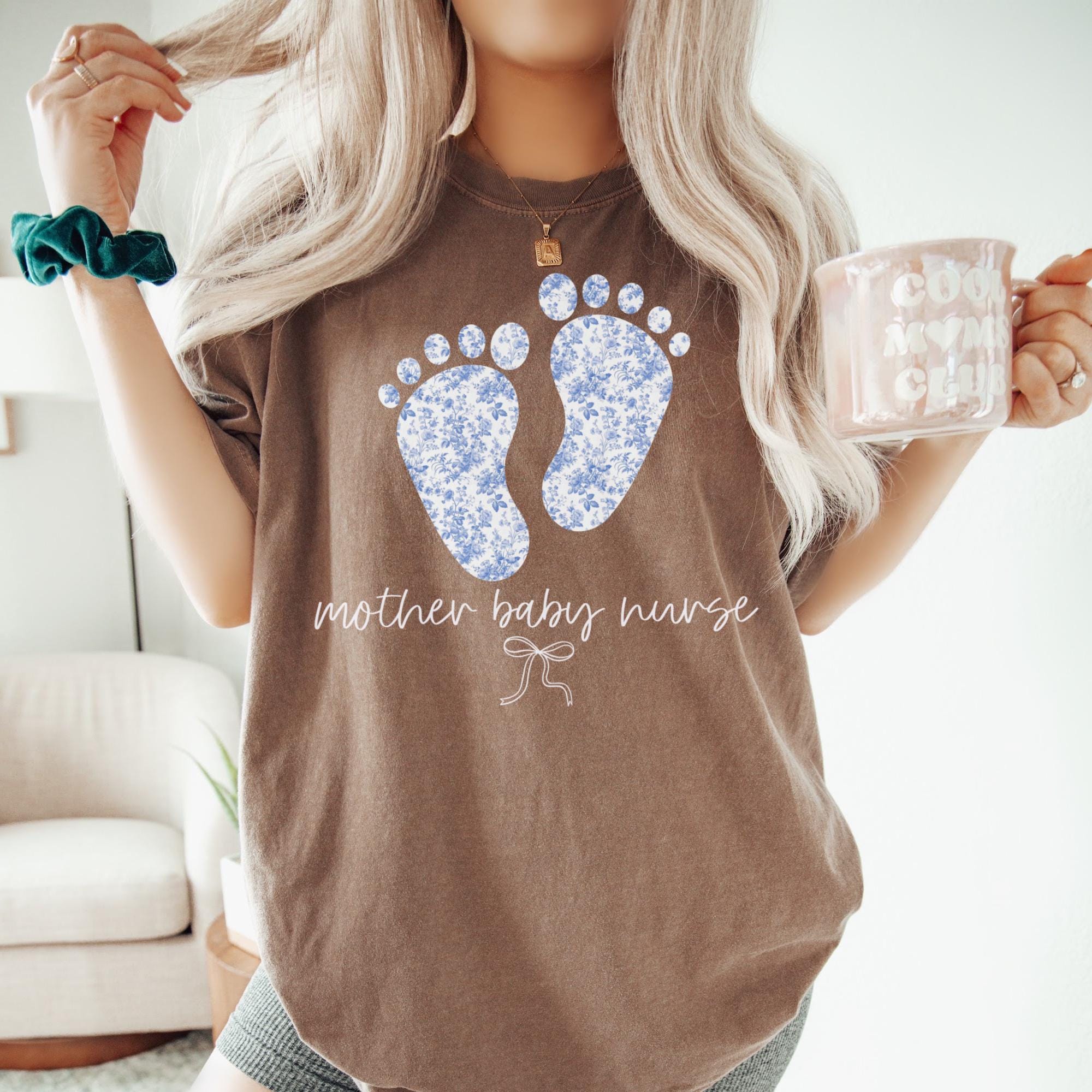 Comfort Colors Mother Baby Nurse Shirt Toile De Jouy Mother Baby Unit T-shirt Coquette Postpartum Nurse Gift Rn Grad Gift Appreciation