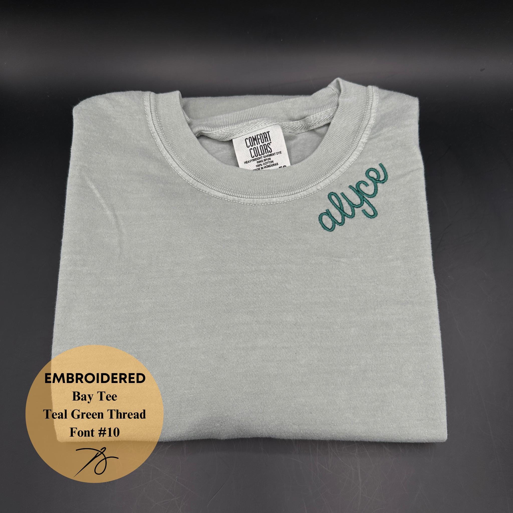Collar Embroidered Tee Personalized Tee Bridesmaid Tee Name Tee Comfort Colors Bridal Party Gifts Neckline Embroidered Mama Tee