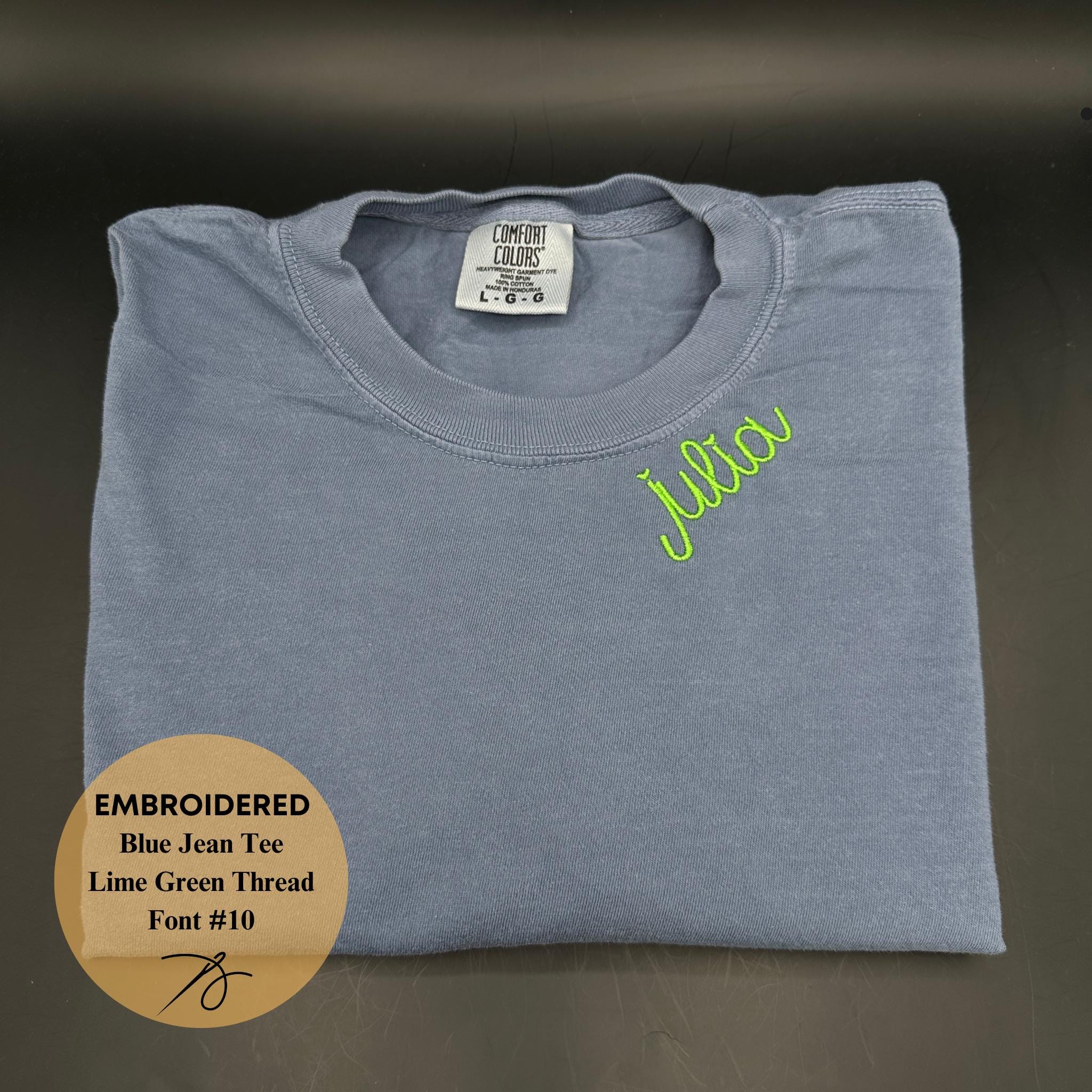 Collar Embroidered Tee Personalized Tee Bridesmaid Tee Name Tee Comfort Colors Bridal Party Gifts Neckline Embroidered Mama Tee