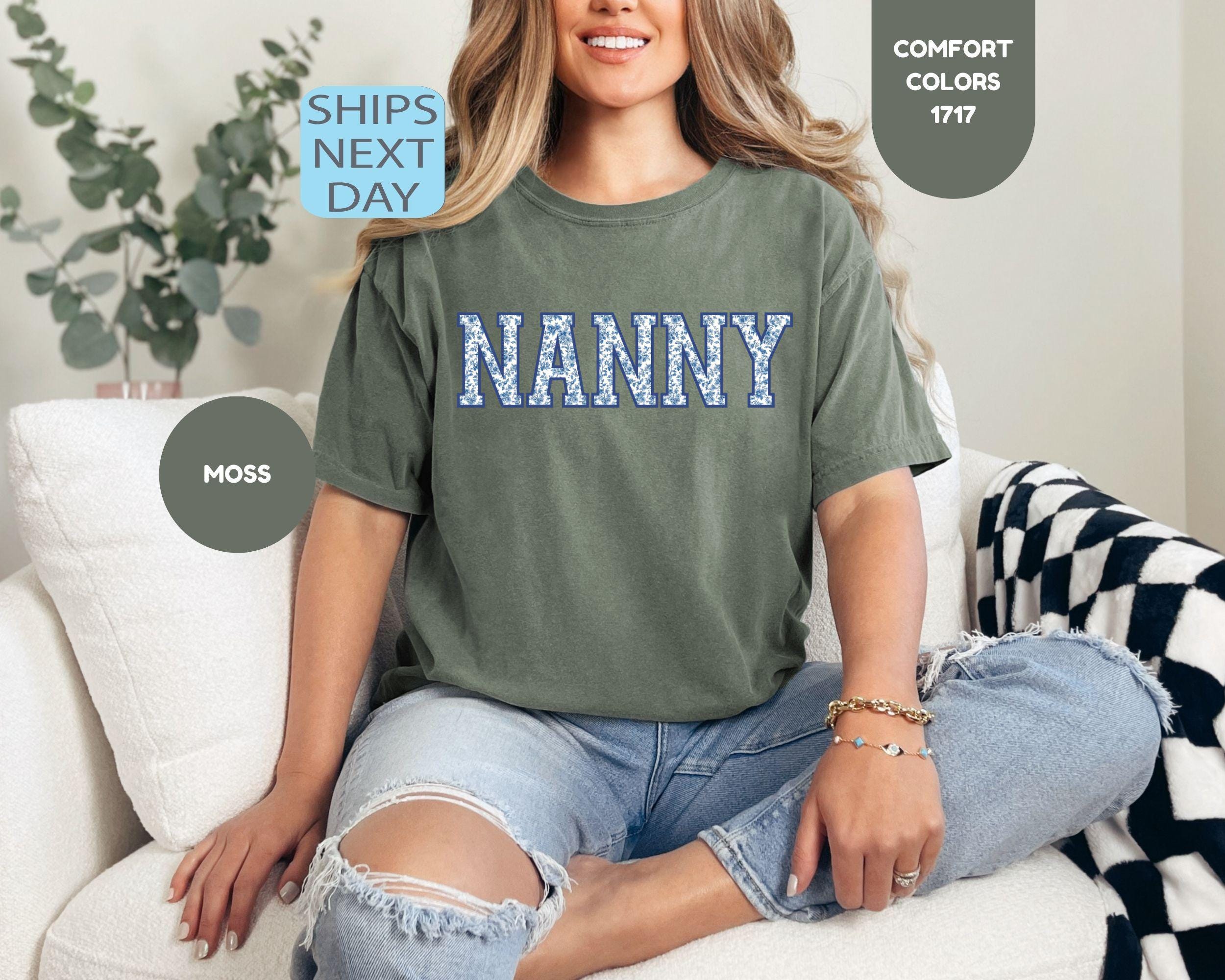 Comfort Colors Nanny Shirt Personalized Nanny Shirt Floral Nanny Tee Custom Nanny Gift For Nanny Mothers Day Gift Blue Floral Nana Tee