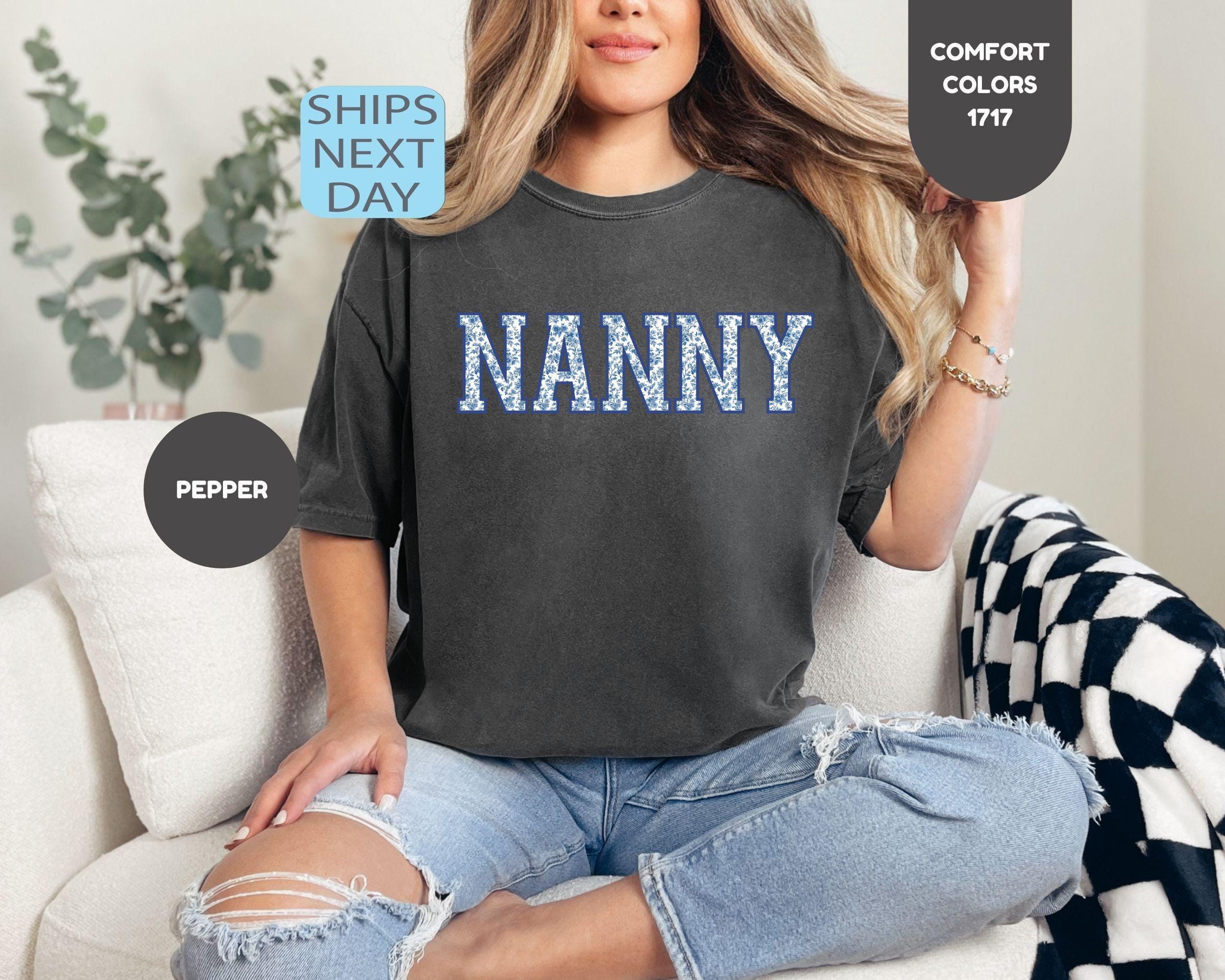 Comfort Colors Nanny Shirt Personalized Nanny Shirt Floral Nanny Tee Custom Nanny Gift For Nanny Mothers Day Gift Blue Floral Nana Tee