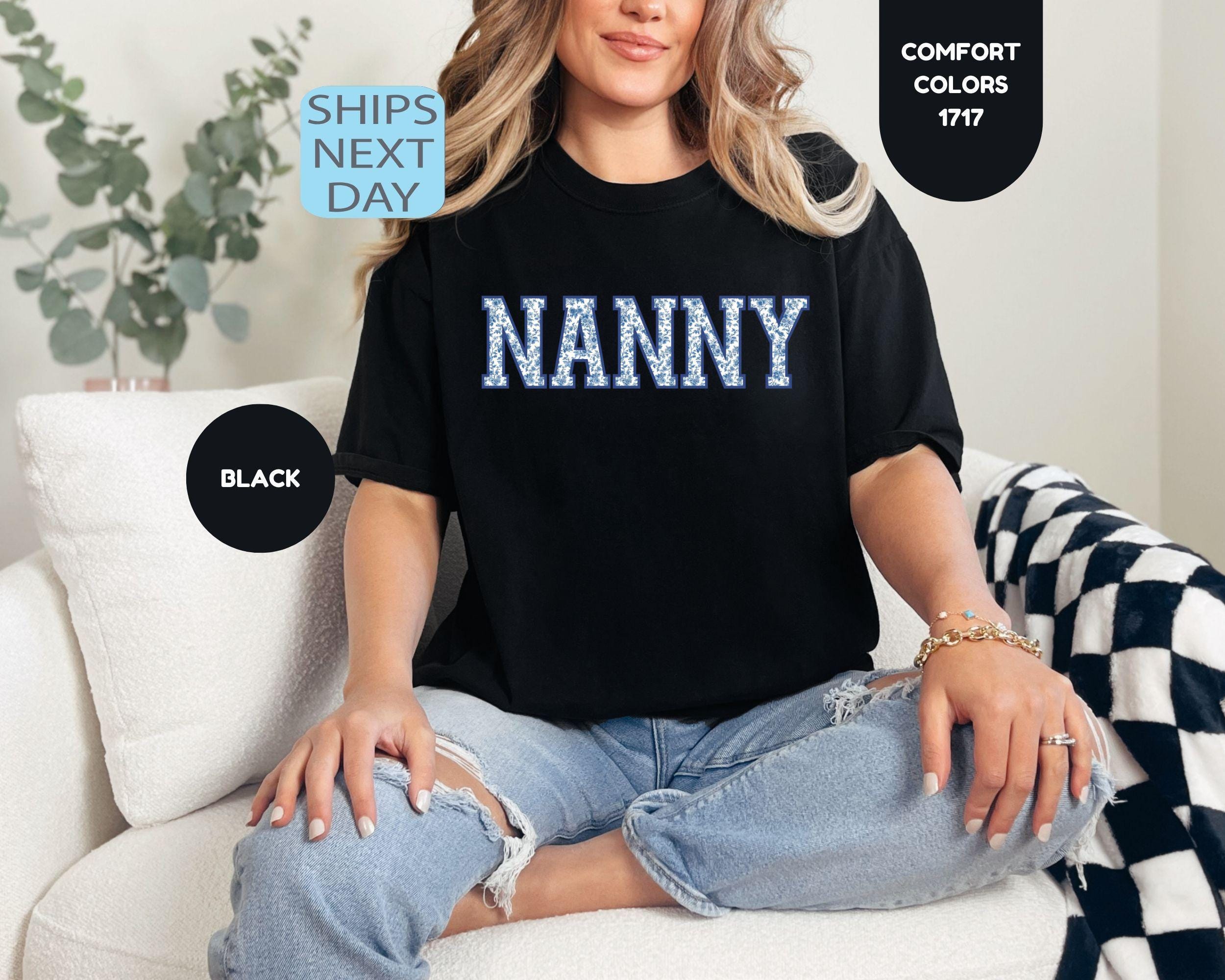 Comfort Colors Nanny Shirt Personalized Nanny Shirt Floral Nanny Tee Custom Nanny Gift For Nanny Mothers Day Gift Blue Floral Nana Tee