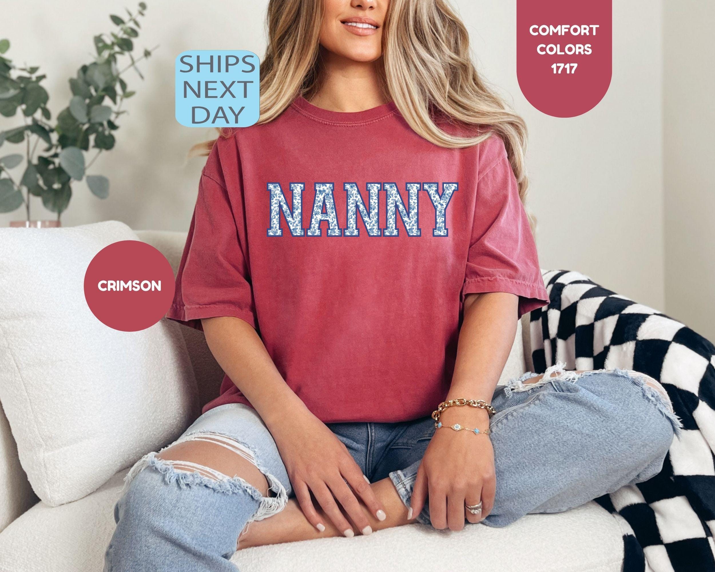 Comfort Colors Nanny Shirt Personalized Nanny Shirt Floral Nanny Tee Custom Nanny Gift For Nanny Mothers Day Gift Blue Floral Nana Tee