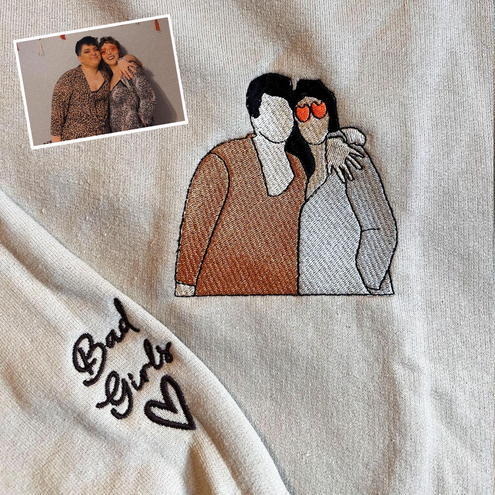 Family Reunion Custom Embroidered Portrait Sweatshirt From Photo Embroidery Shirt For Daddy Christmas Embroidered Family Shirt