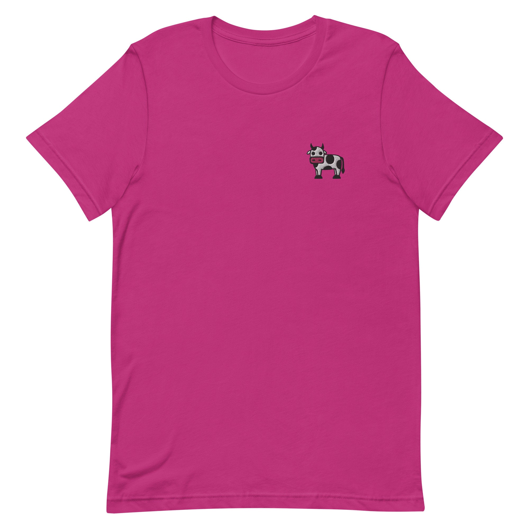 Cow Embroidered Unisex T-shirt Gift For Boyfriend Girlfriend Unisex Short Sleeve Shirt - Multiple Colors