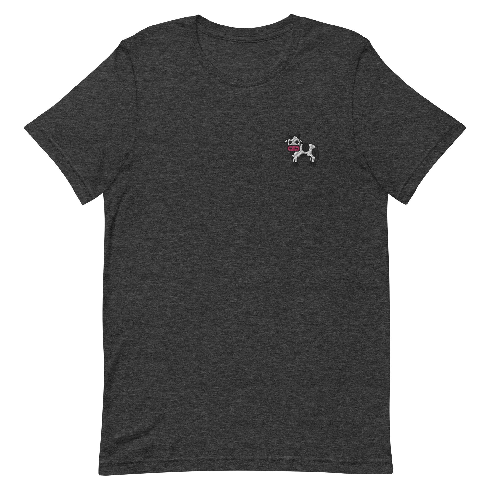 Cow Embroidered Unisex T-shirt Gift For Boyfriend Girlfriend Unisex Short Sleeve Shirt - Multiple Colors