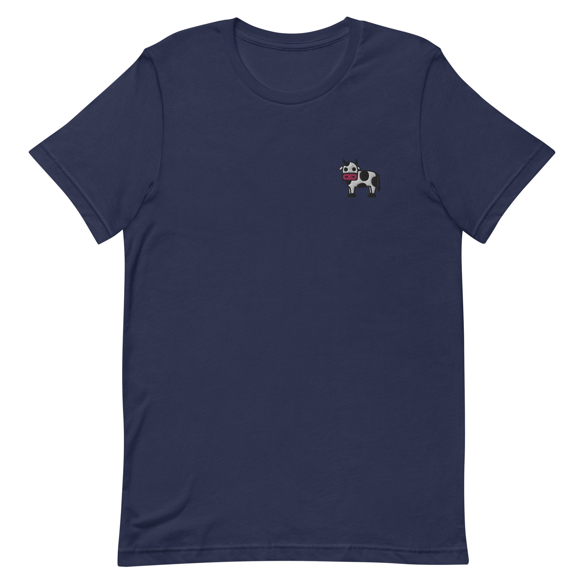Cow Embroidered Unisex T-shirt Gift For Boyfriend Girlfriend Unisex Short Sleeve Shirt - Multiple Colors
