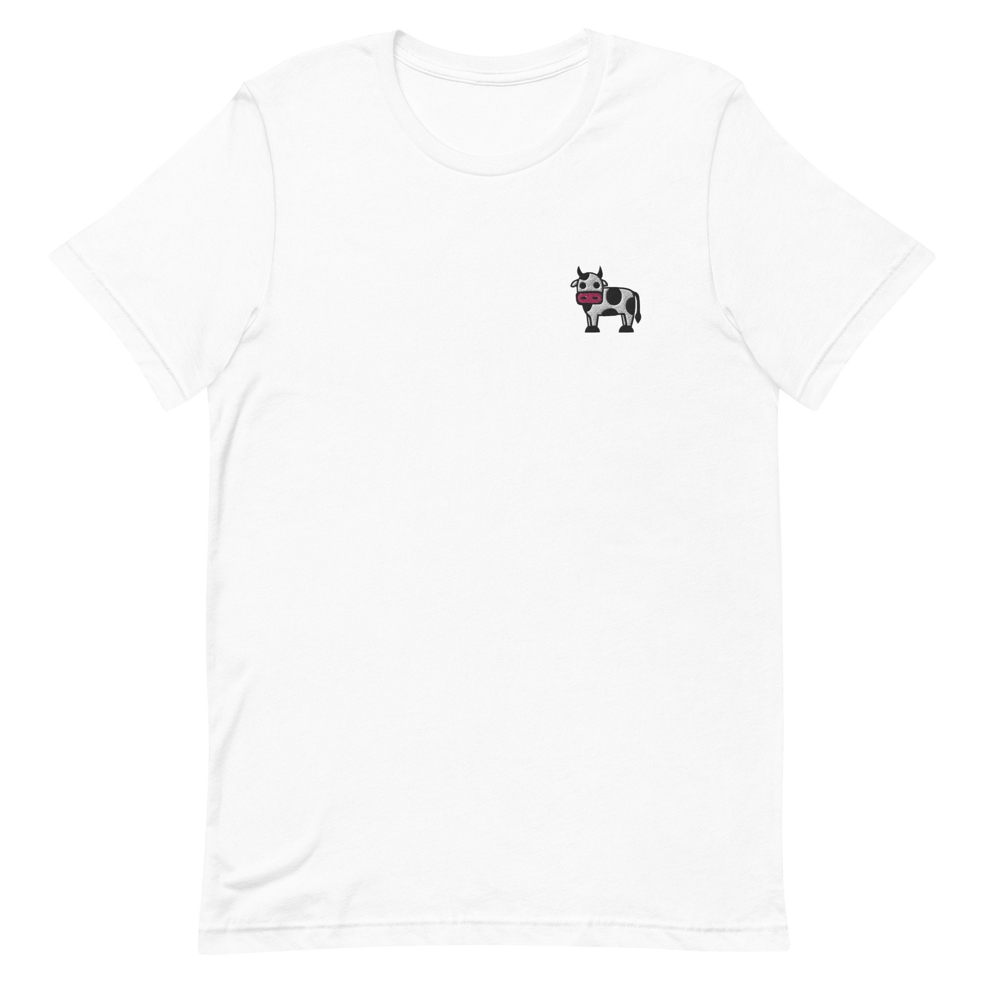 Cow Embroidered Unisex T-shirt Gift For Boyfriend Girlfriend Unisex Short Sleeve Shirt - Multiple Colors