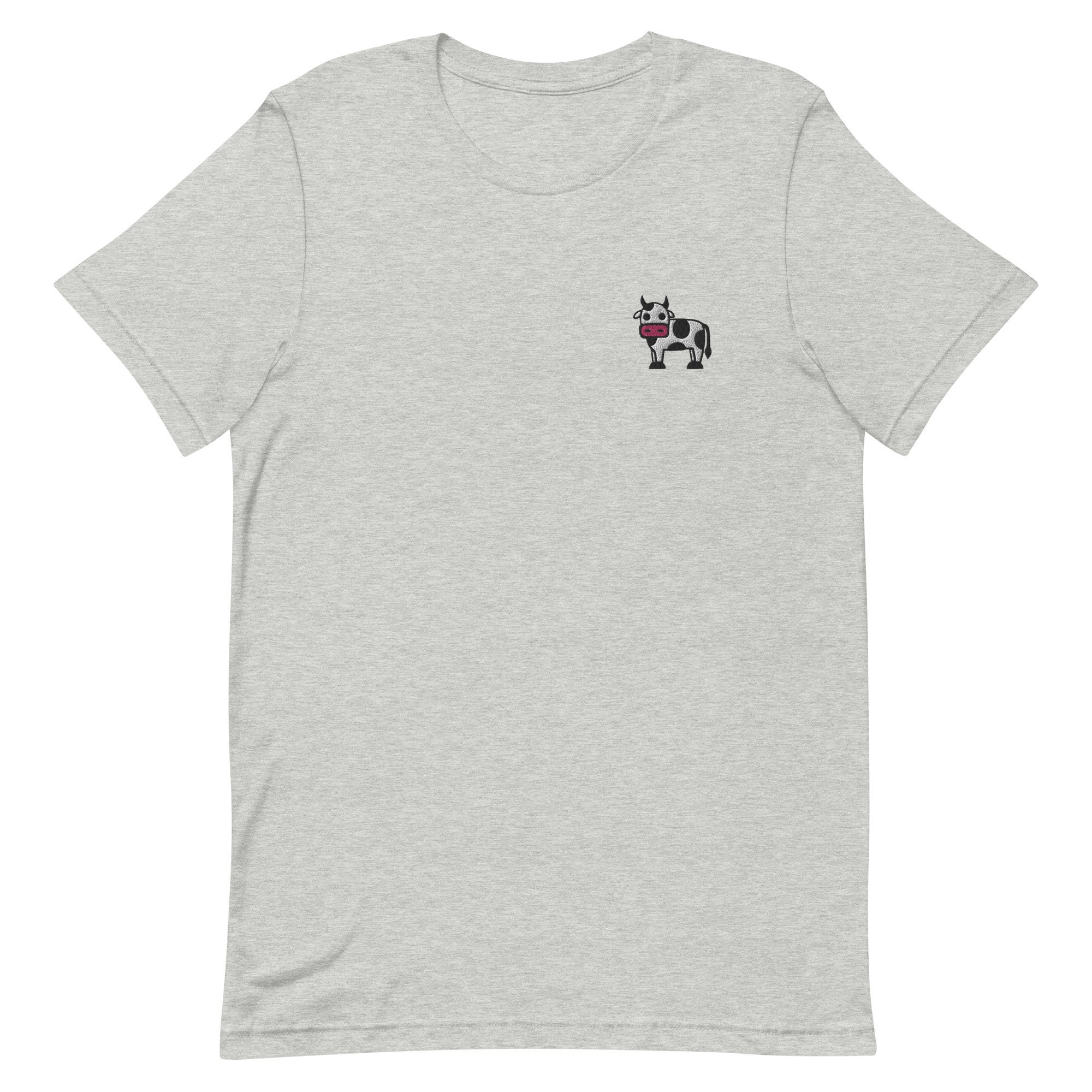 Cow Embroidered Unisex T-shirt Gift For Boyfriend Girlfriend Unisex Short Sleeve Shirt - Multiple Colors