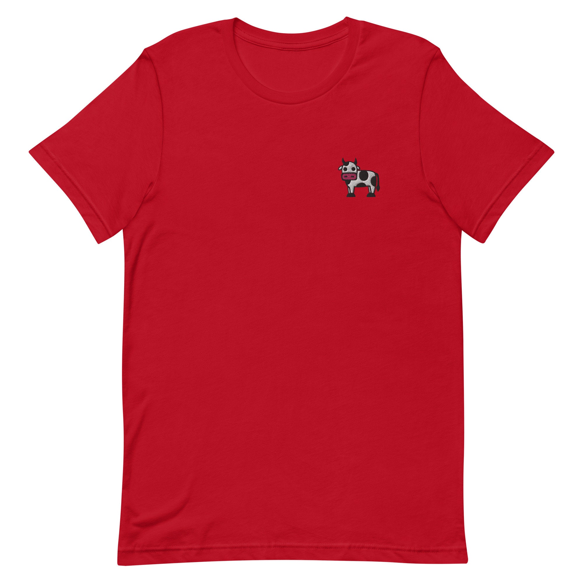 Cow Embroidered Unisex T-shirt Gift For Boyfriend Girlfriend Unisex Short Sleeve Shirt – Multiple Colors