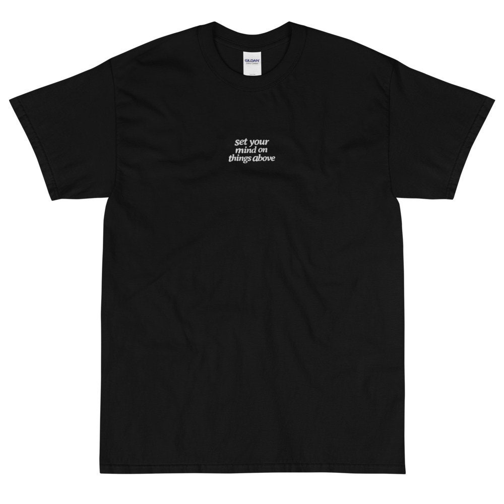 Set Your Mind Embroidered Christian T-shirt Vintage Graphic T-shirt Faith Shirts
