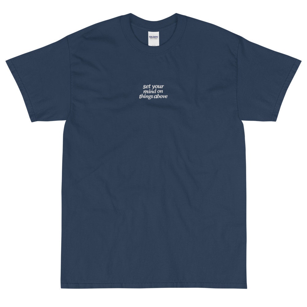 Set Your Mind Embroidered Christian T-shirt Vintage Graphic T-shirt Faith Shirts