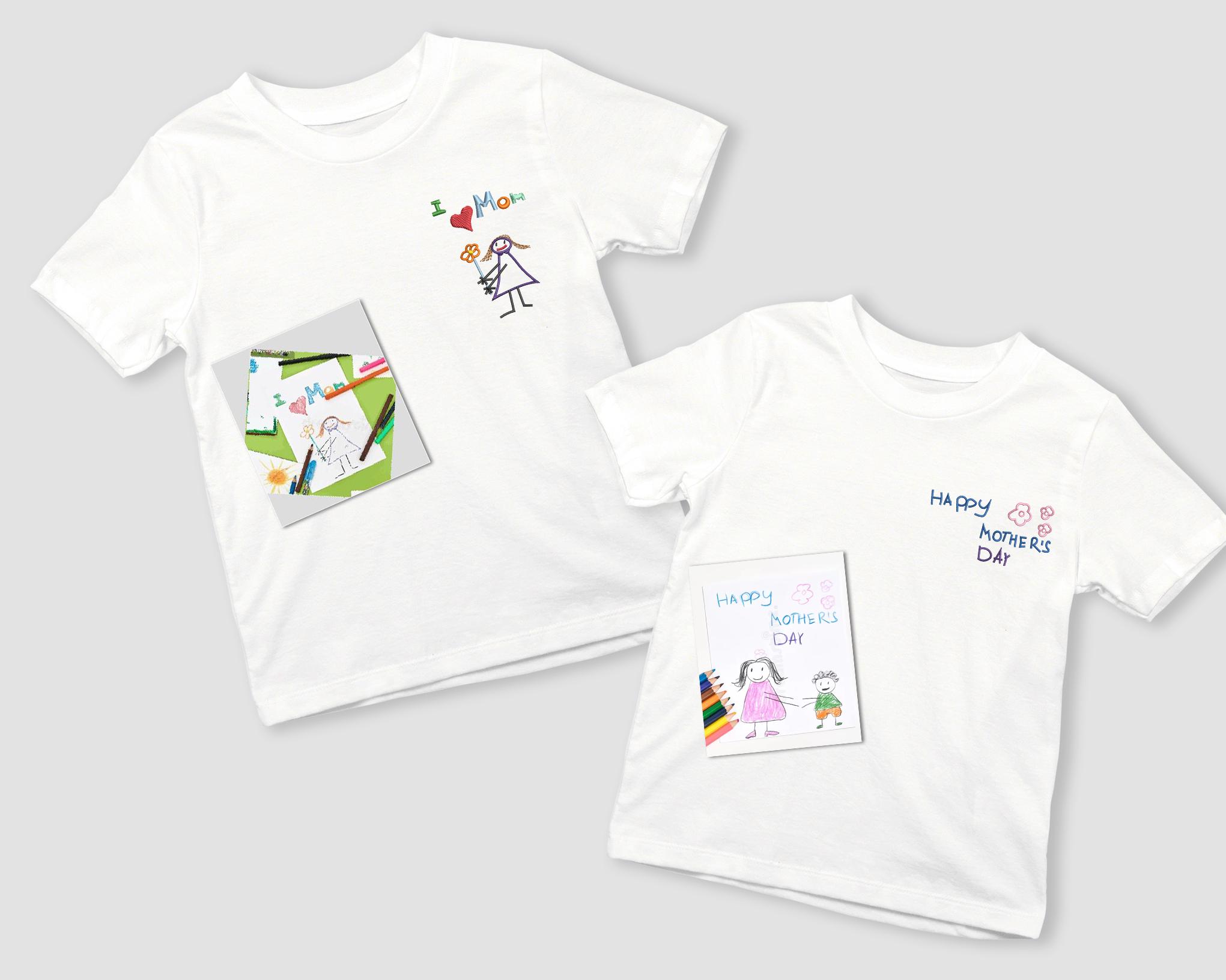 Custom Embroidered Shirt With Childs Drawing Personalized Kids Artwork Shirt Gift For Parents Customizable Keepsake Apparel Gift For Her