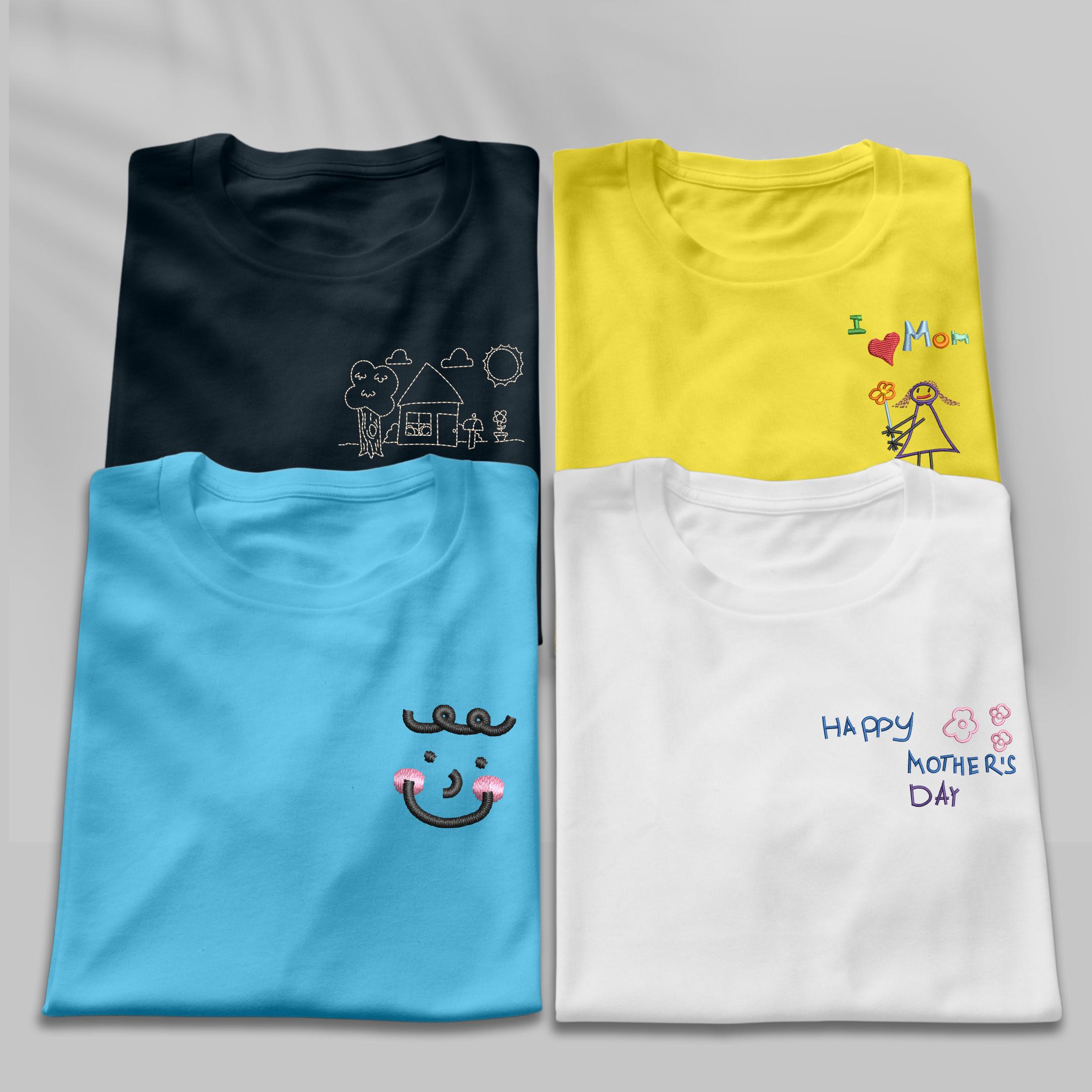 Custom Embroidered Shirt With Childs Drawing Personalized Kids Artwork Shirt Gift For Parents Customizable Keepsake Apparel Gift For Her