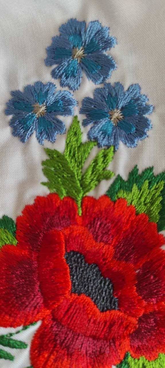 Flowers Poppies Embroidered Shirt Machine Embroidery Design 8 Formats Instant Download