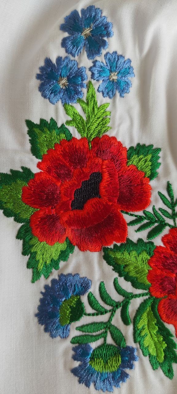 Flowers Poppies Embroidered Shirt Machine Embroidery Design 8 Formats Instant Download
