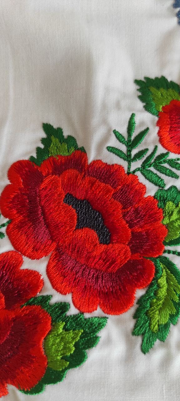 Flowers Poppies Embroidered Shirt Machine Embroidery Design 8 Formats Instant Download