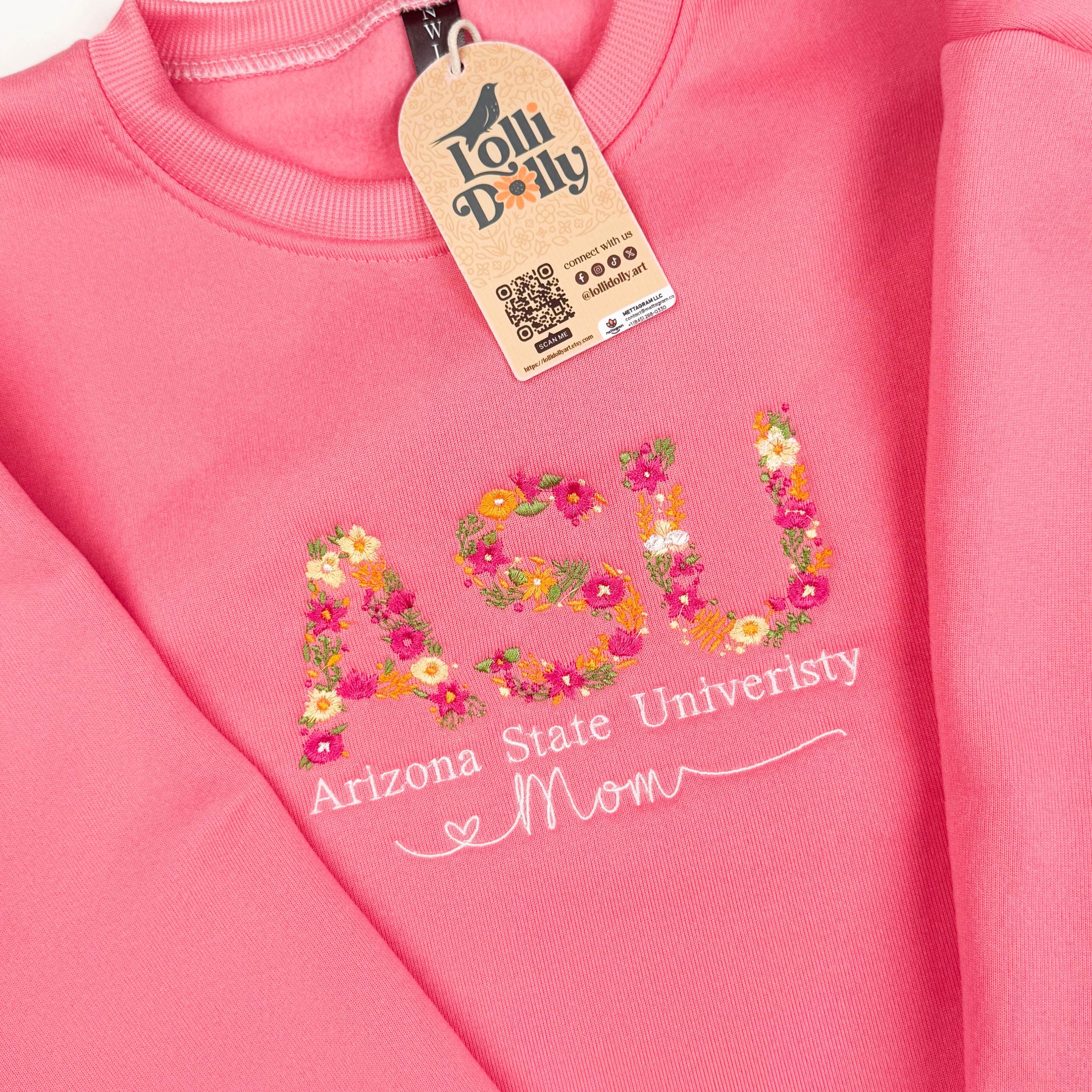 Custom College Floral Embroidered Sweatshirt Floral Letter T-shirt Flower College Shirt High School Shirt Graduation Gift Sorority Mom