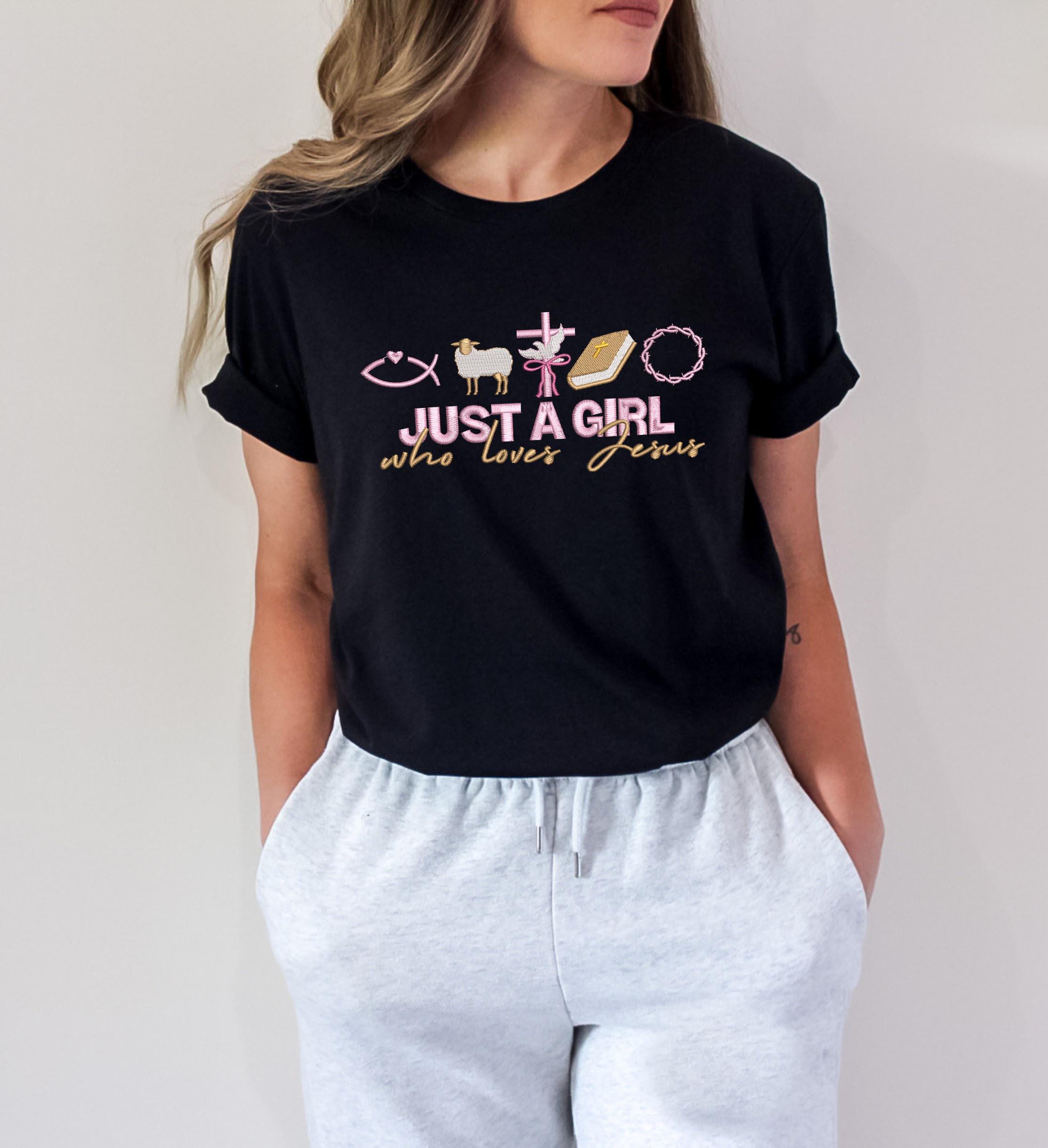Just A Girl Who Loves Jesus Embroidered Sweatshirt Jesus Embroidery Shirt Jesus Lover Shirt Christian Easter Shirt Easter Jesus Shirt
