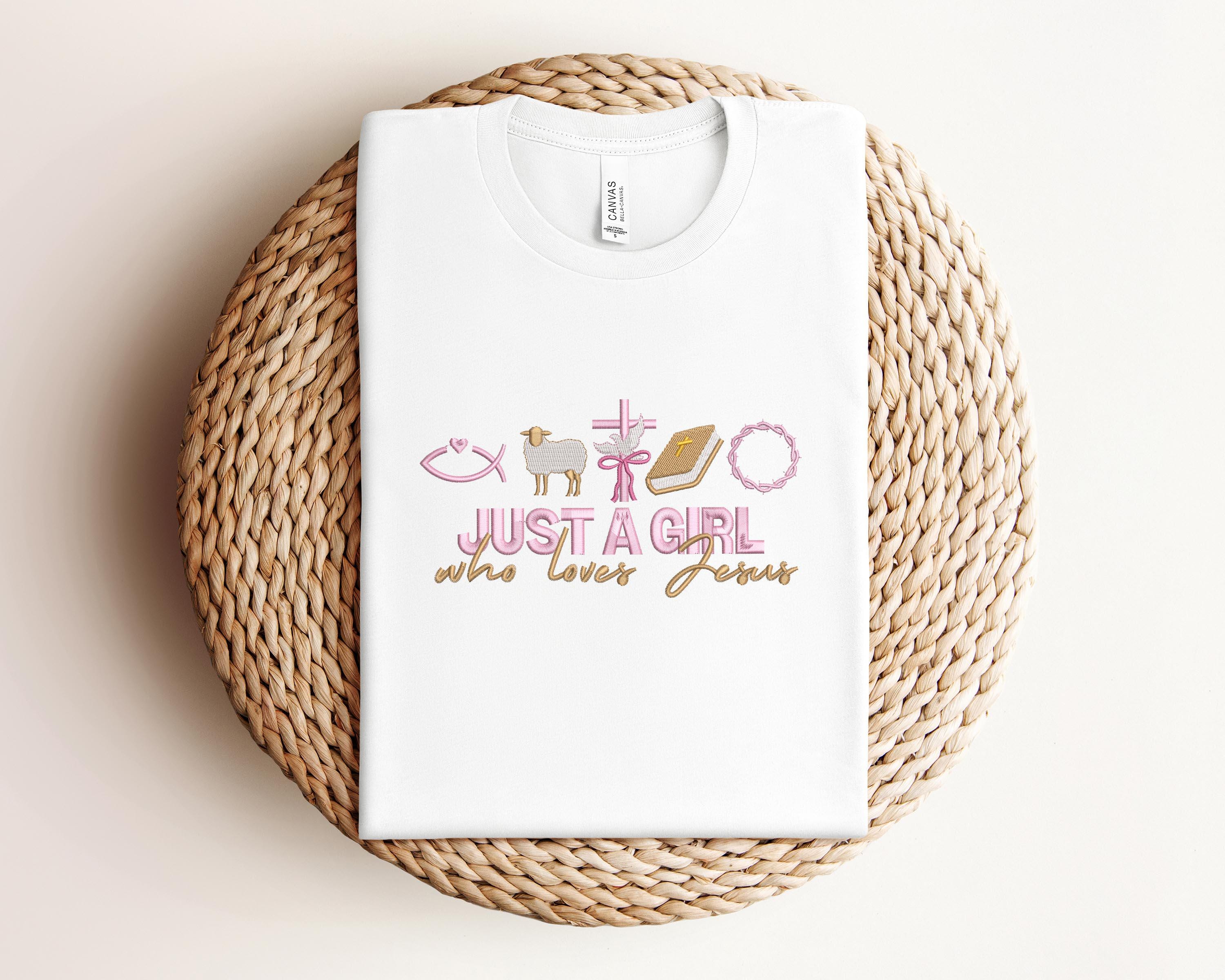 Just A Girl Who Loves Jesus Embroidered Sweatshirt Jesus Embroidery Shirt Jesus Lover Shirt Christian Easter Shirt Easter Jesus Shirt