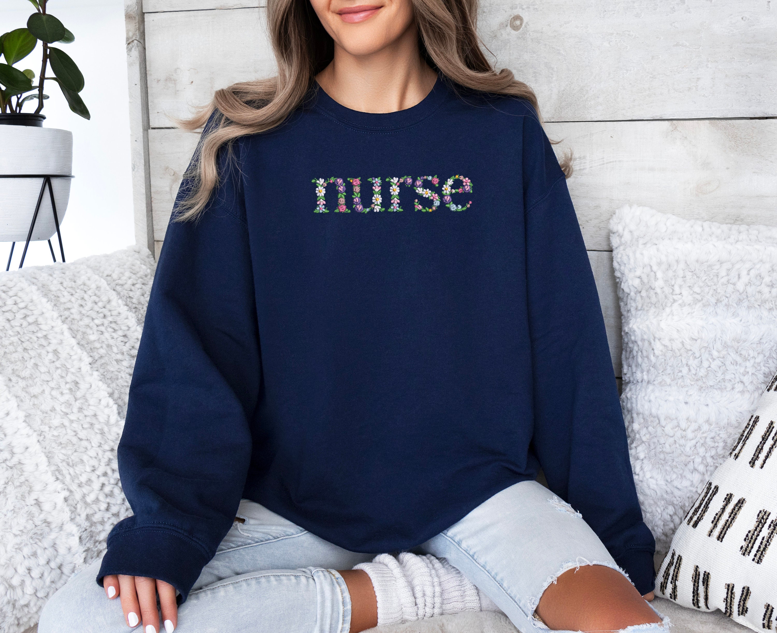 Embroidery Flower Nurse Shirtlove Nurse Embroidery Sweatshirtnurse Week Embroidery Shirtembroidery Nurse Student Giftnurse Birthday Gift