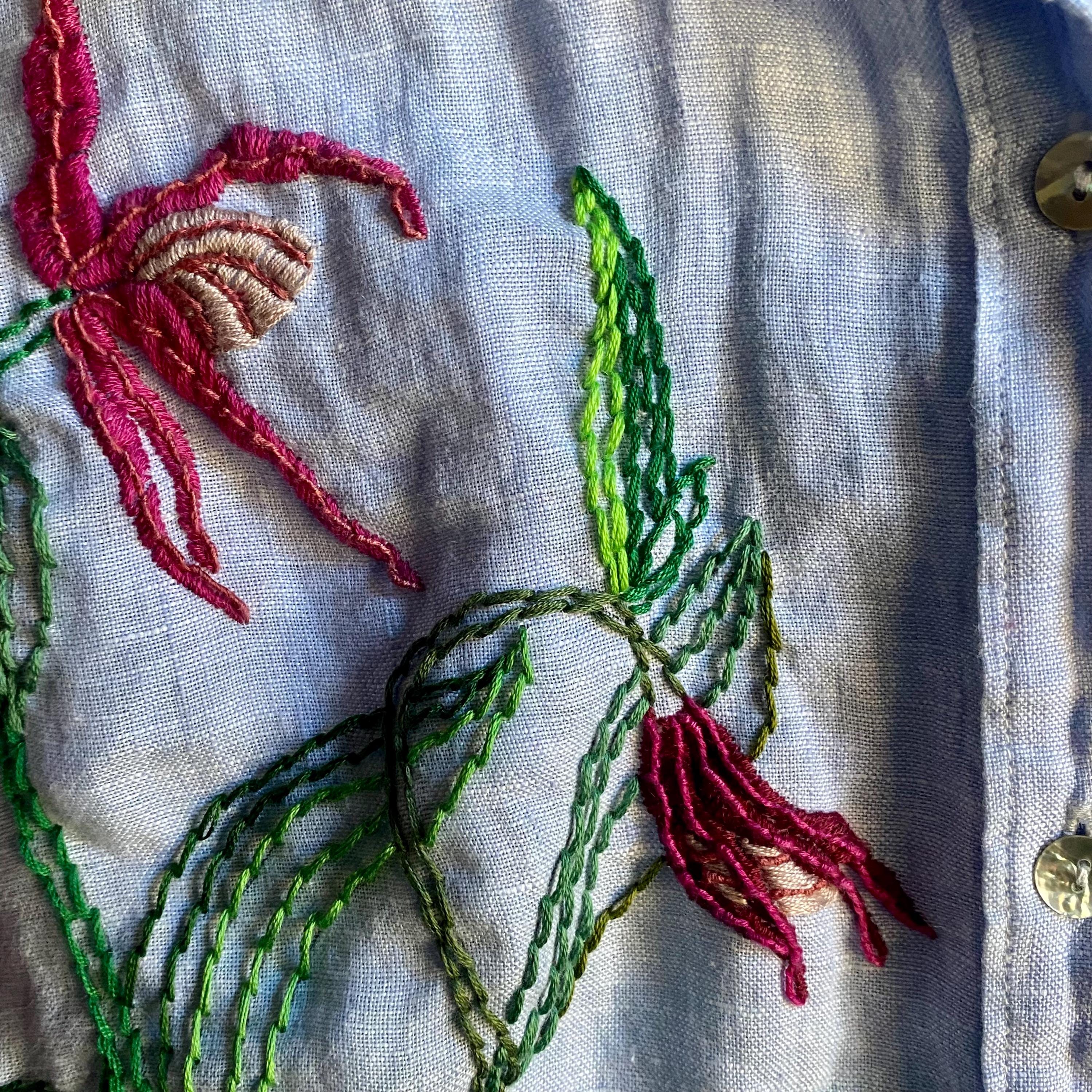 Hand Embroidered Upcycled Linen Shirt