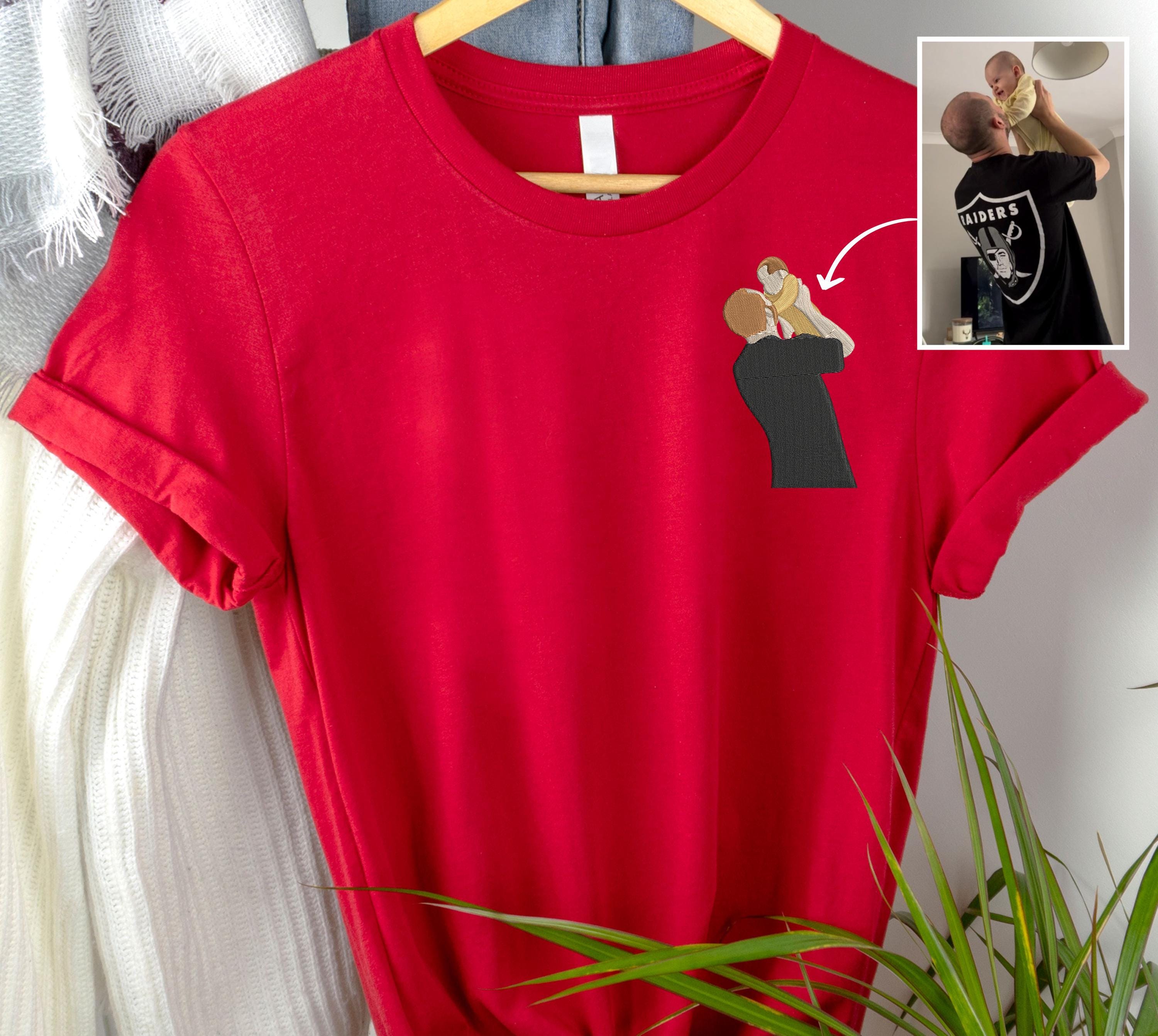 Embroidered Portrait From Photo Shirt Personalised Photo Drawing Sketch T-shirt Custom Faceless Portrait Matching Tops Christmas Gifts