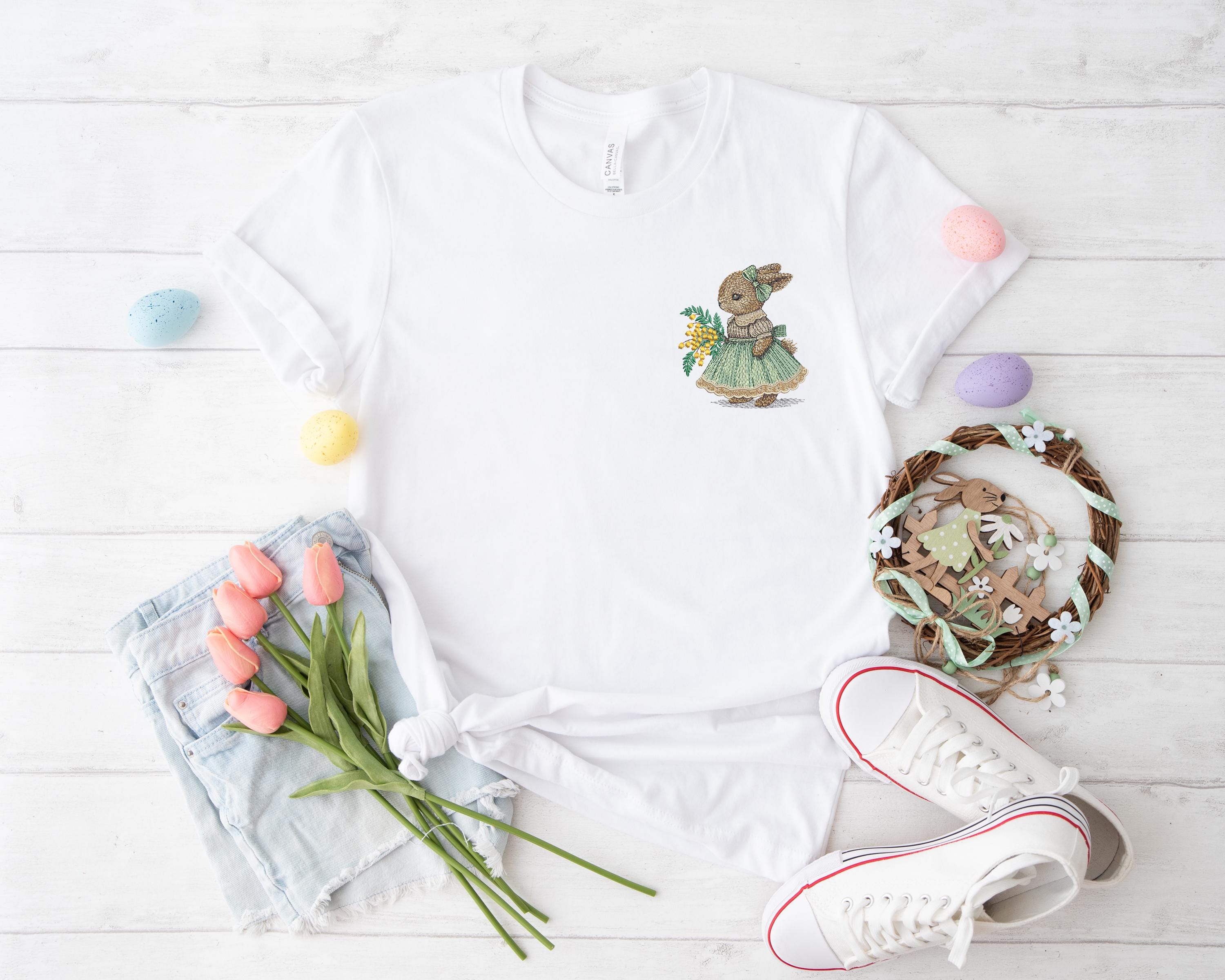 Embroidered Easter Rabbit Sweatshirt Embroidered Rabbit Sweatshirt Embroidered Easter Bunny Shirt Easter Shirt Cute Bunny Sweatshirt
