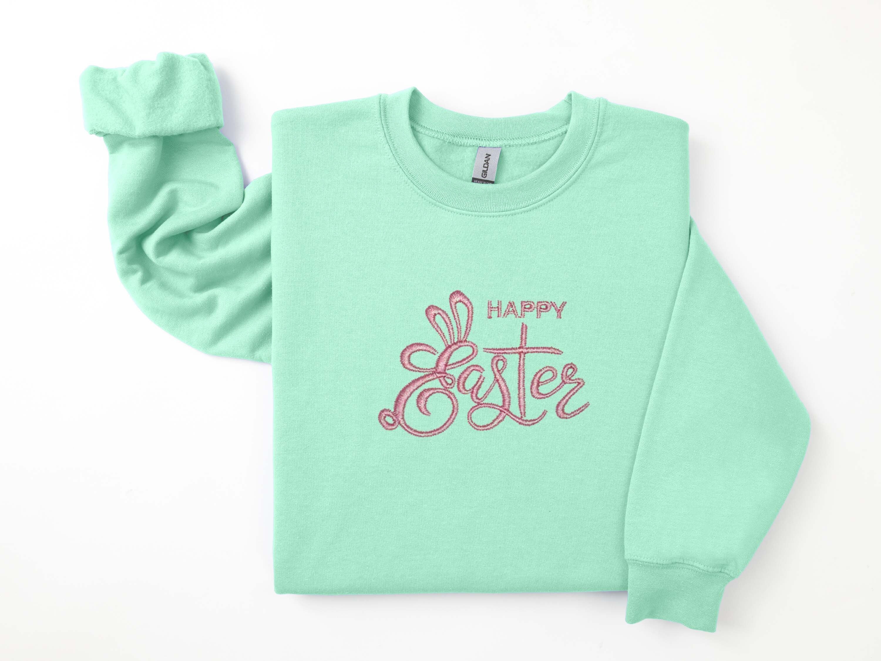 Happy Easter Embroidered Sweatshirtbunny Sweatembroidery Sweatshirteaster Sweateaster Gifthappy Easter Embroidery Sweatshirt
