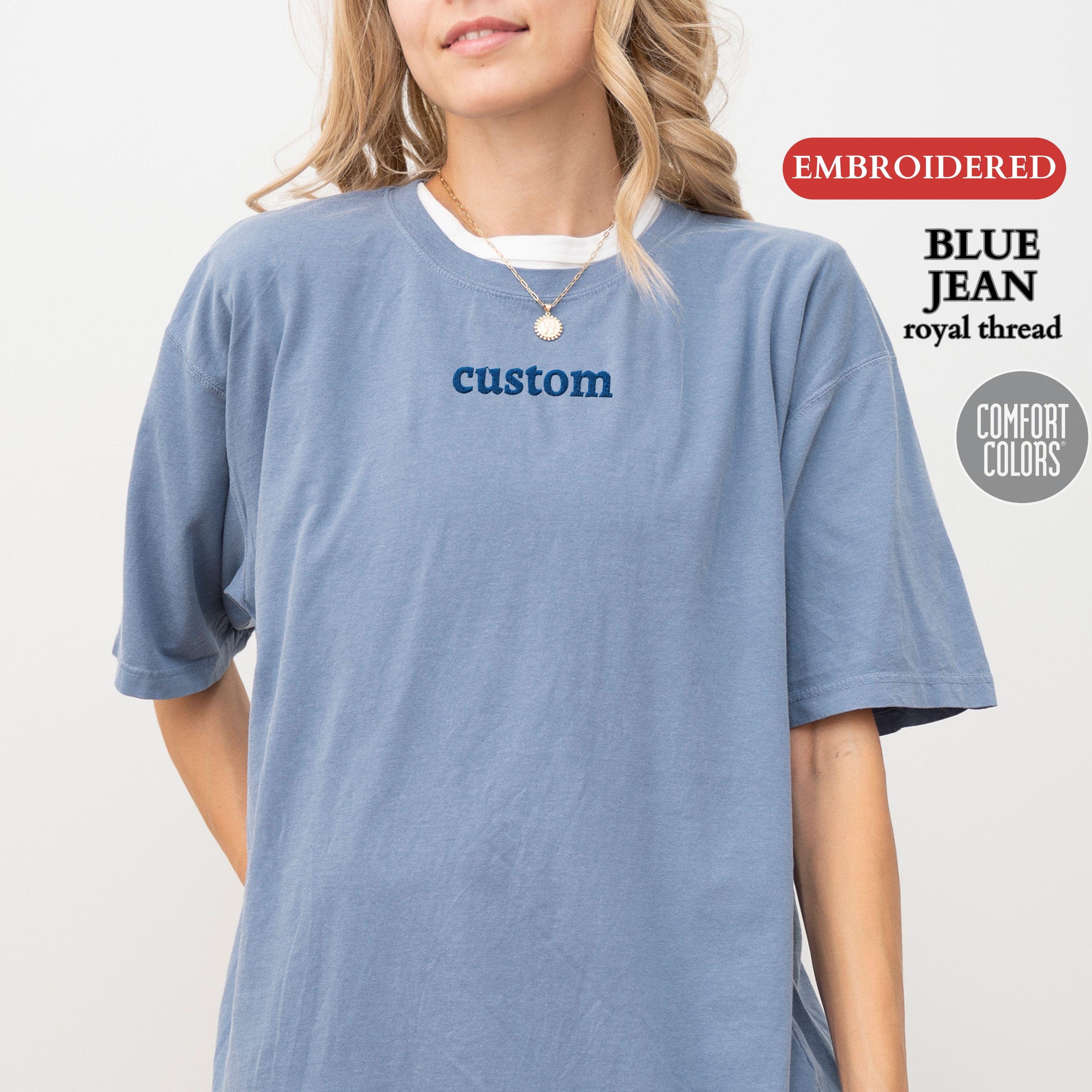 Personalized Embroidered Comfort Colors T-shirt Custom Embroidery Shirt Embroidered Custom Text Tee Gift For Dad Christmas Gift For Her