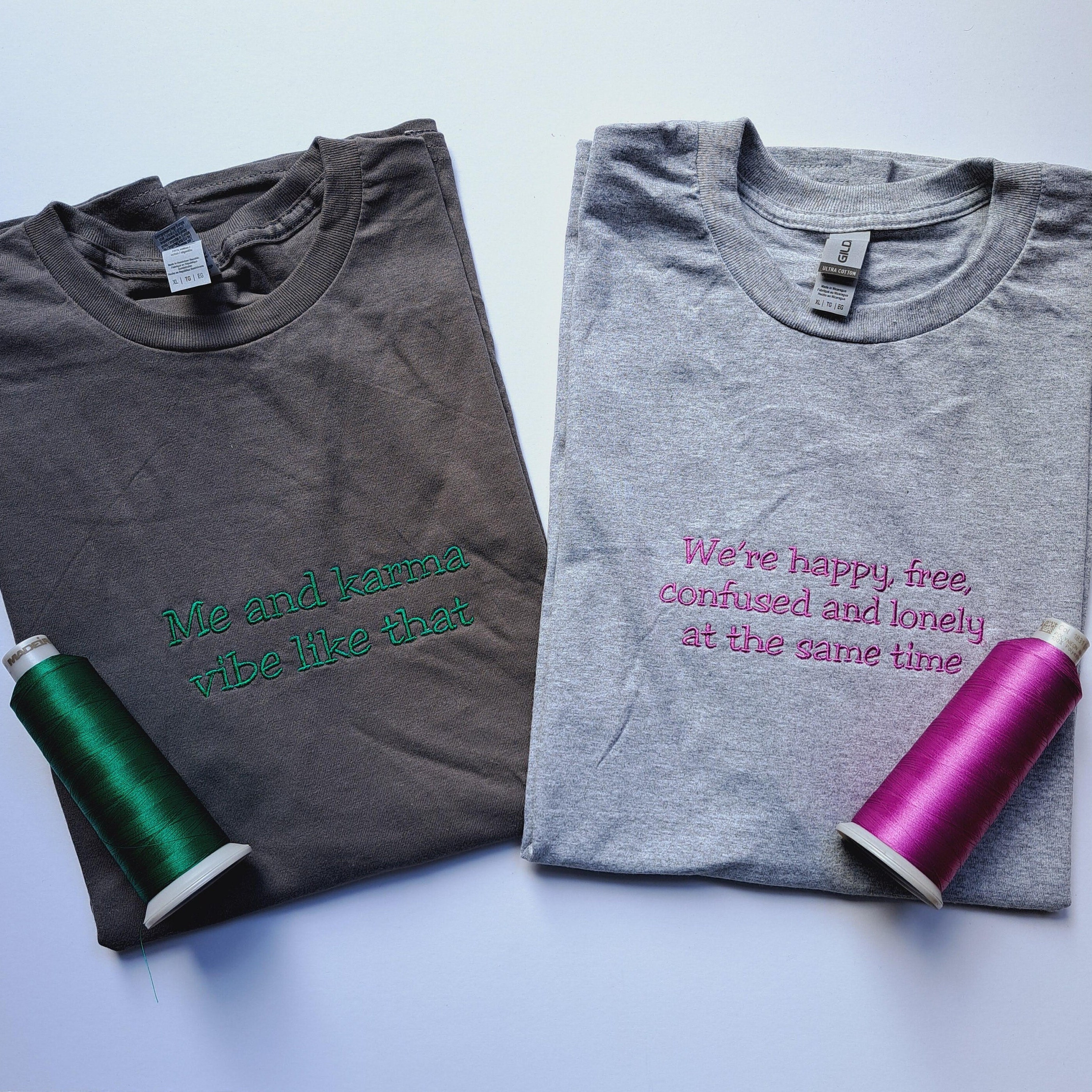 Custom Slogan Embroidered T Shirt - Personalised Gift For Her Or Him - Birthday Gift - Best Friend Gift - Self Gift - Unisex T Shirt