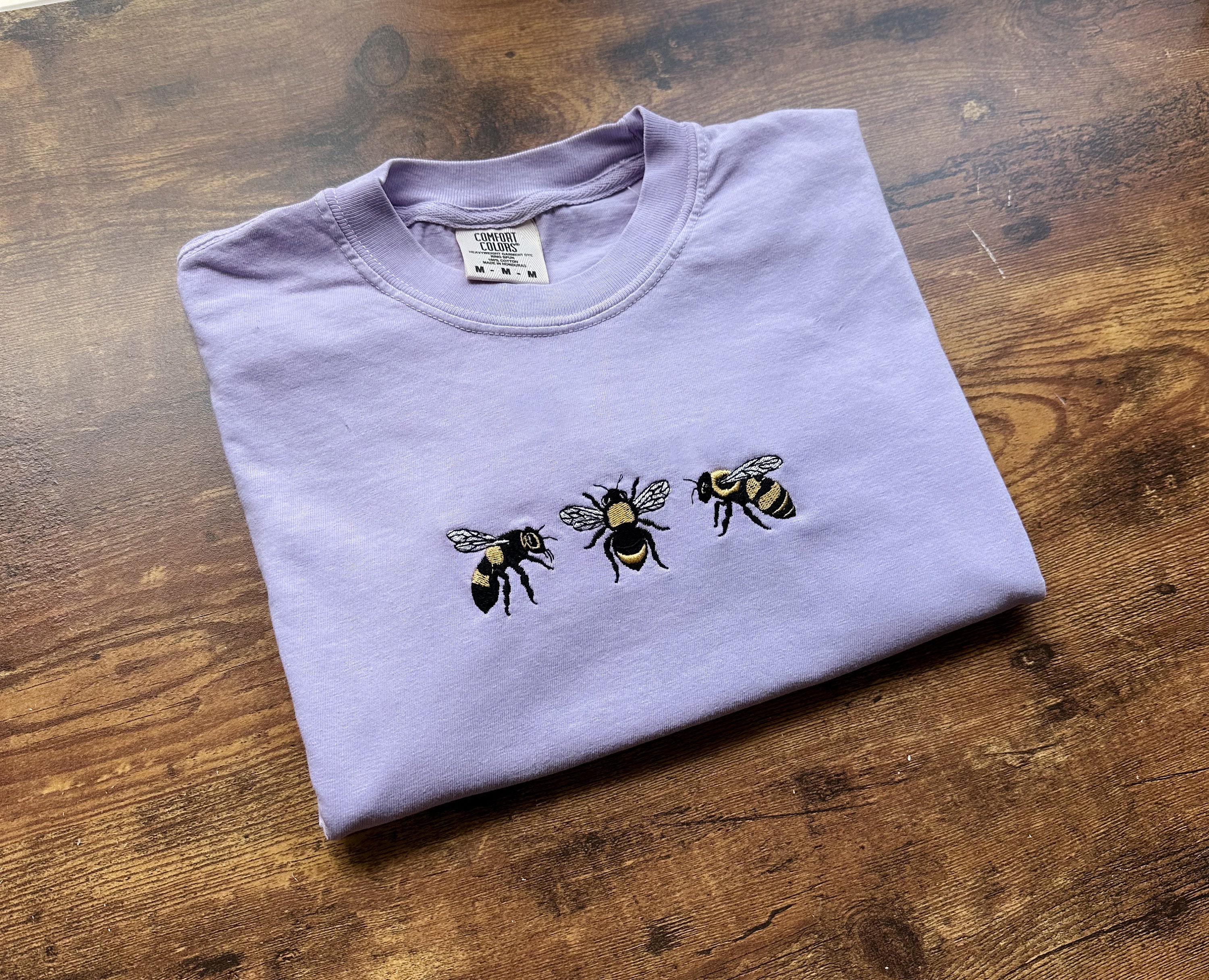 Embroidered Honey Bee Tshirt Comfort Colors Tee Bumblee Bee Shirt Beekeeper Gifts Embroidered T-shirt For Summer Embroidered Bee
