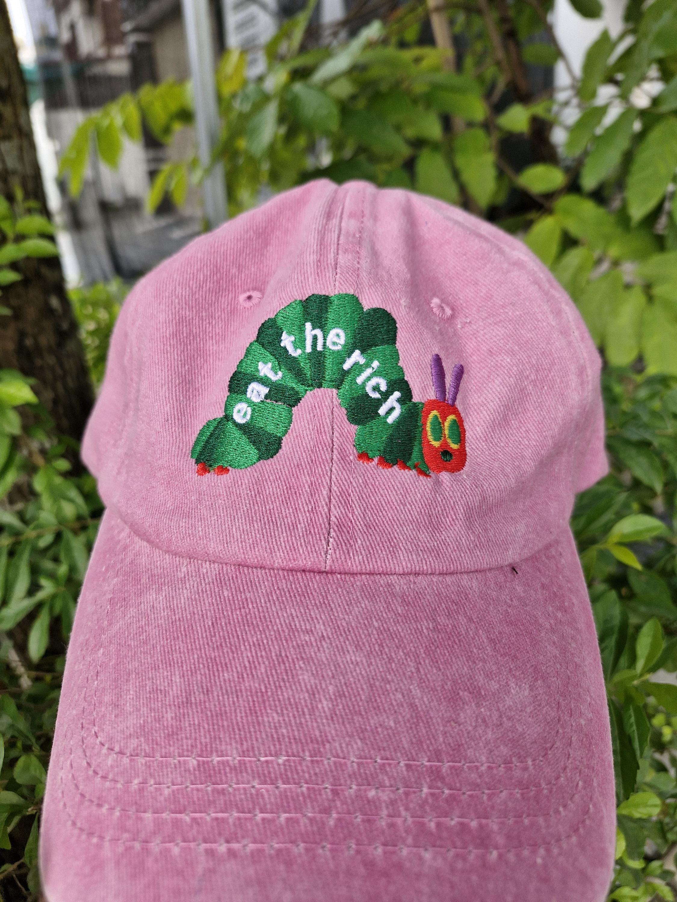Eat The Rich Embroidery Hat Hungry Caterpillar Hat Bookish Hat Activist Hat Embroidered Caterpillar Hat