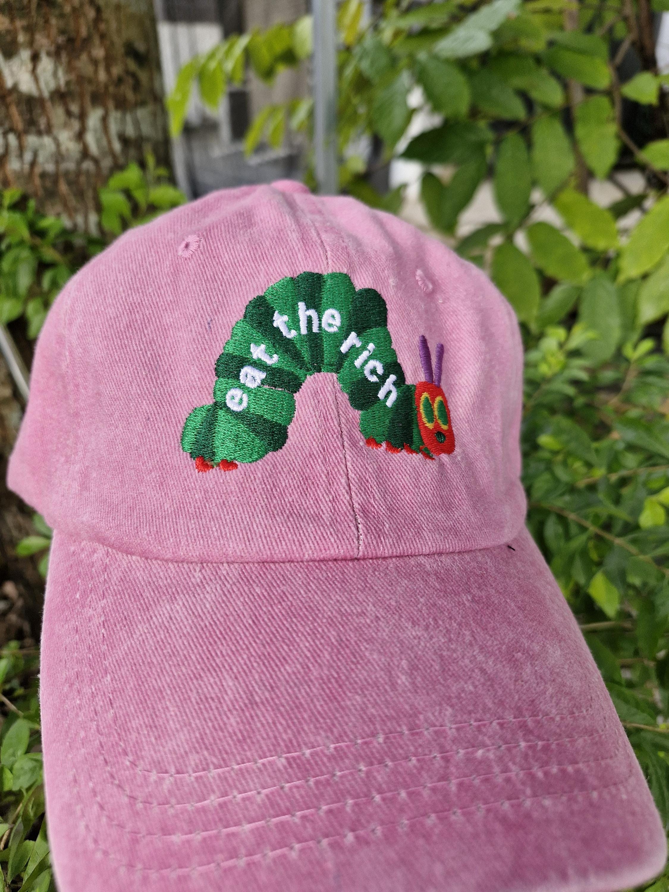 Eat The Rich Embroidery Hat Hungry Caterpillar Hat Bookish Hat Activist Hat Embroidered Caterpillar Hat