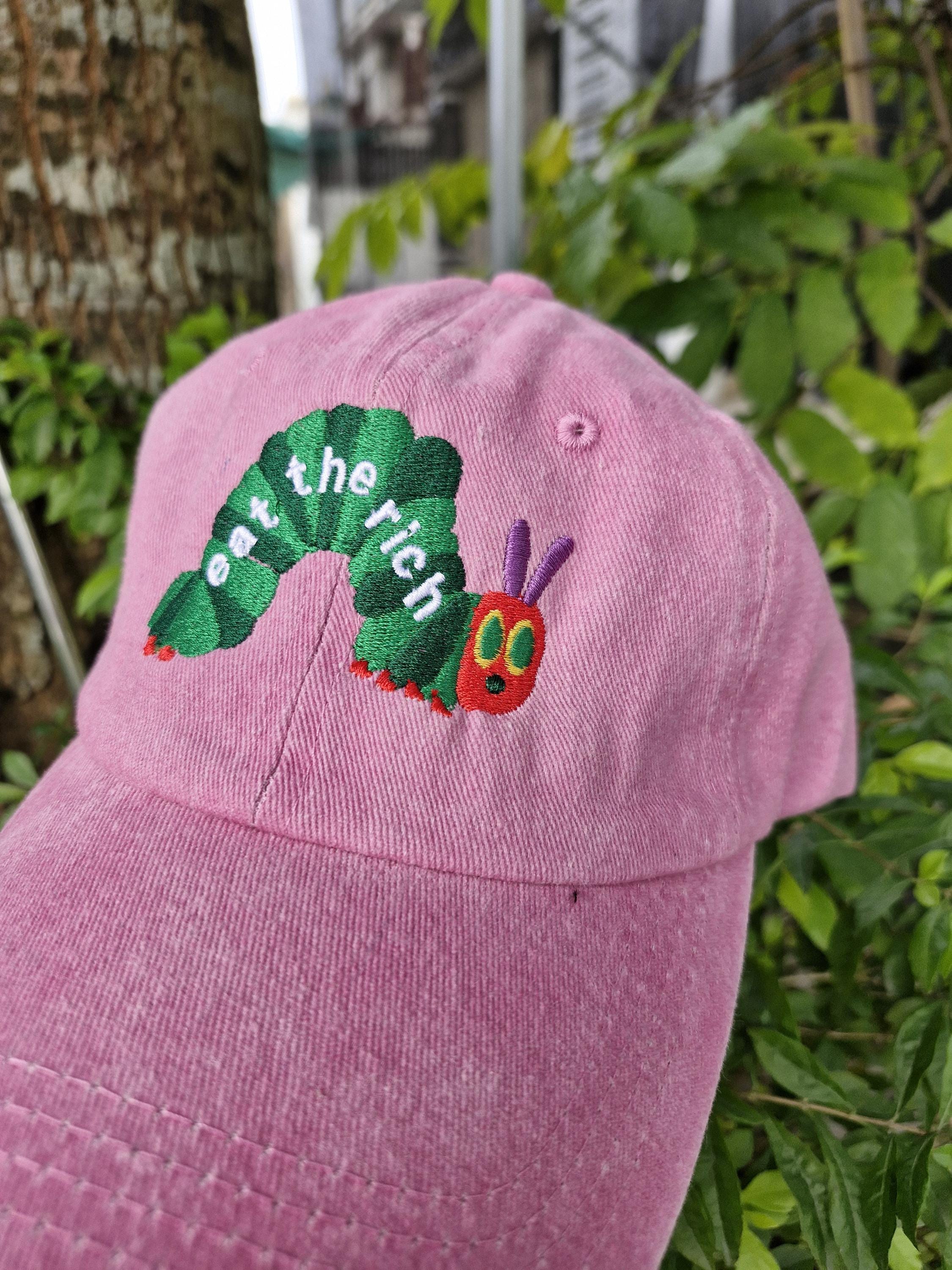 Eat The Rich Embroidery Hat Hungry Caterpillar Hat Bookish Hat Activist Hat Embroidered Caterpillar Hat