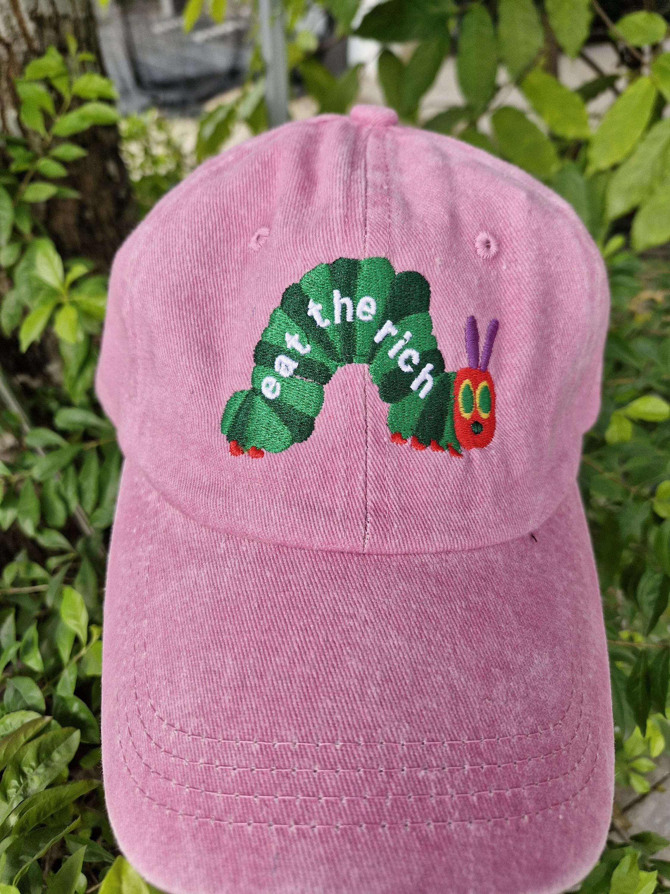 Eat The Rich Embroidery Hat Hungry Caterpillar Hat Bookish Hat Activist Hat Embroidered Caterpillar Hat