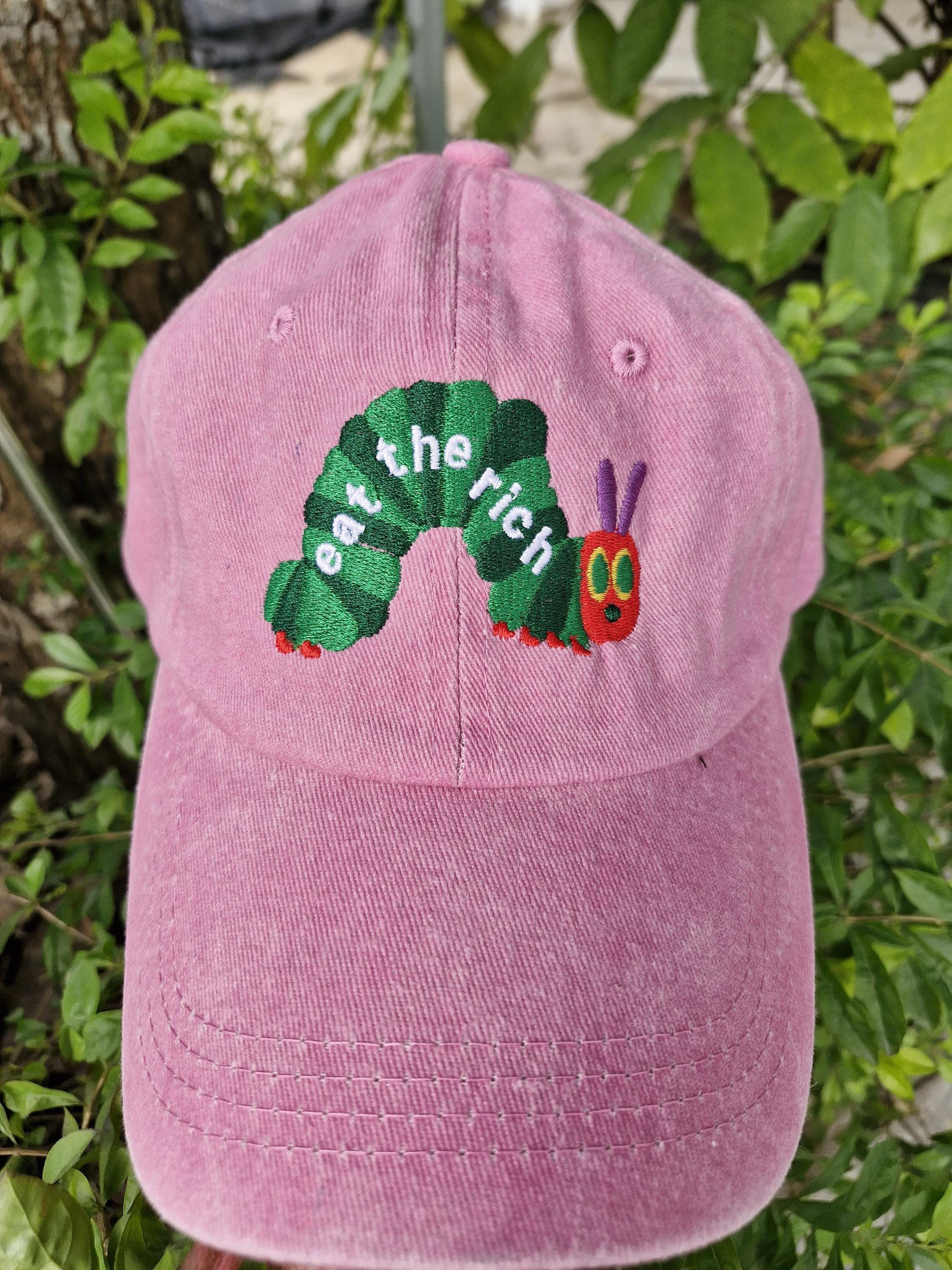 Eat The Rich Embroidery Hat Hungry Caterpillar Hat Bookish Hat Activist Hat Embroidered Caterpillar Hat