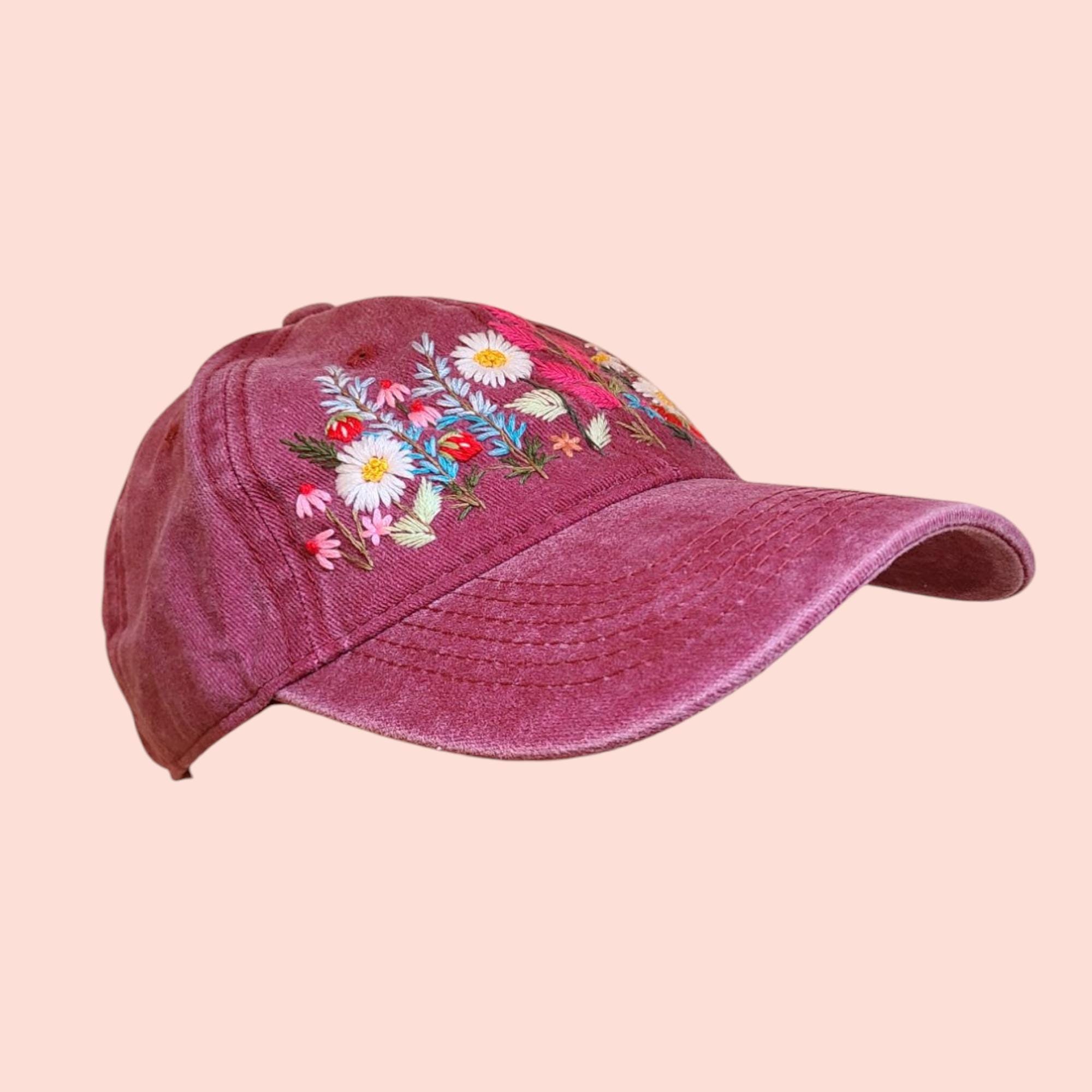 Hand-embroidered Hat Floral Wildflower Summer Hats Flower Hat For Women Embroidered Baseball Caps Vintage Hat