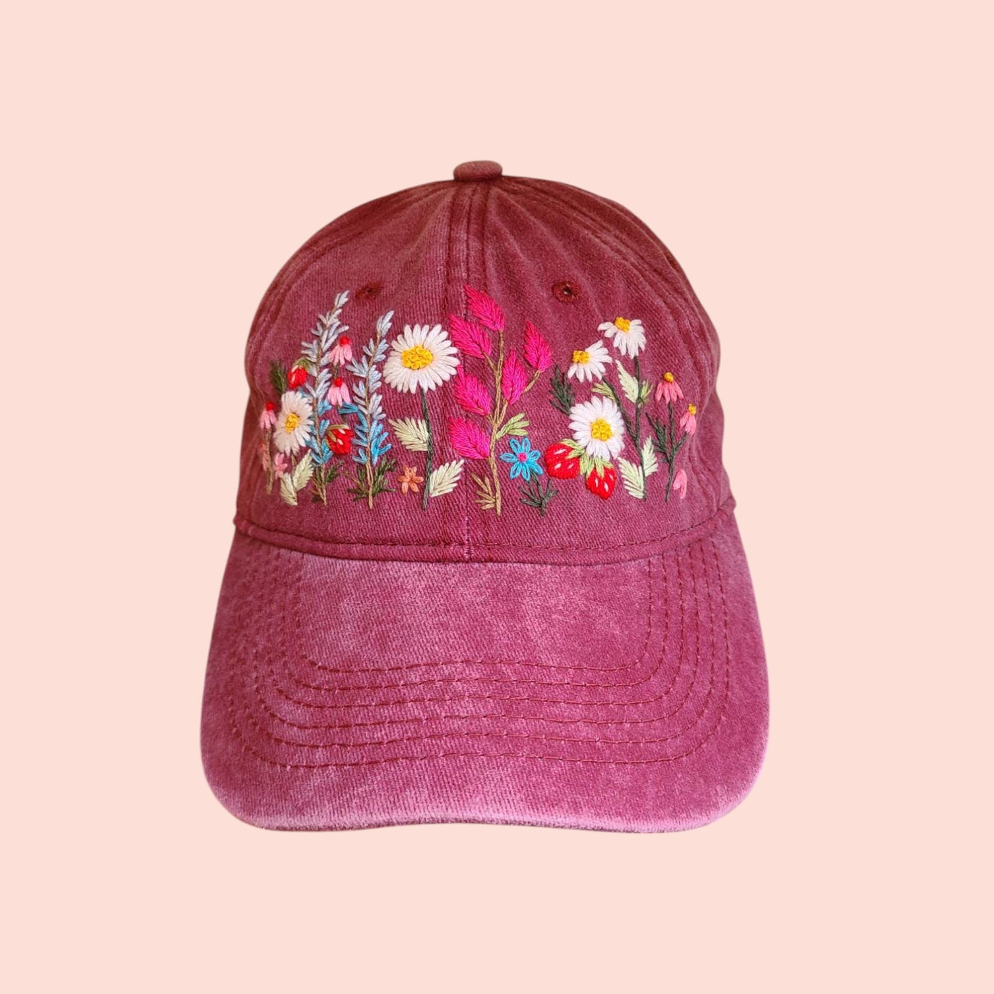 Hand-embroidered Hat Floral Wildflower Summer Hats Flower Hat For Women Embroidered Baseball Caps Vintage Hat