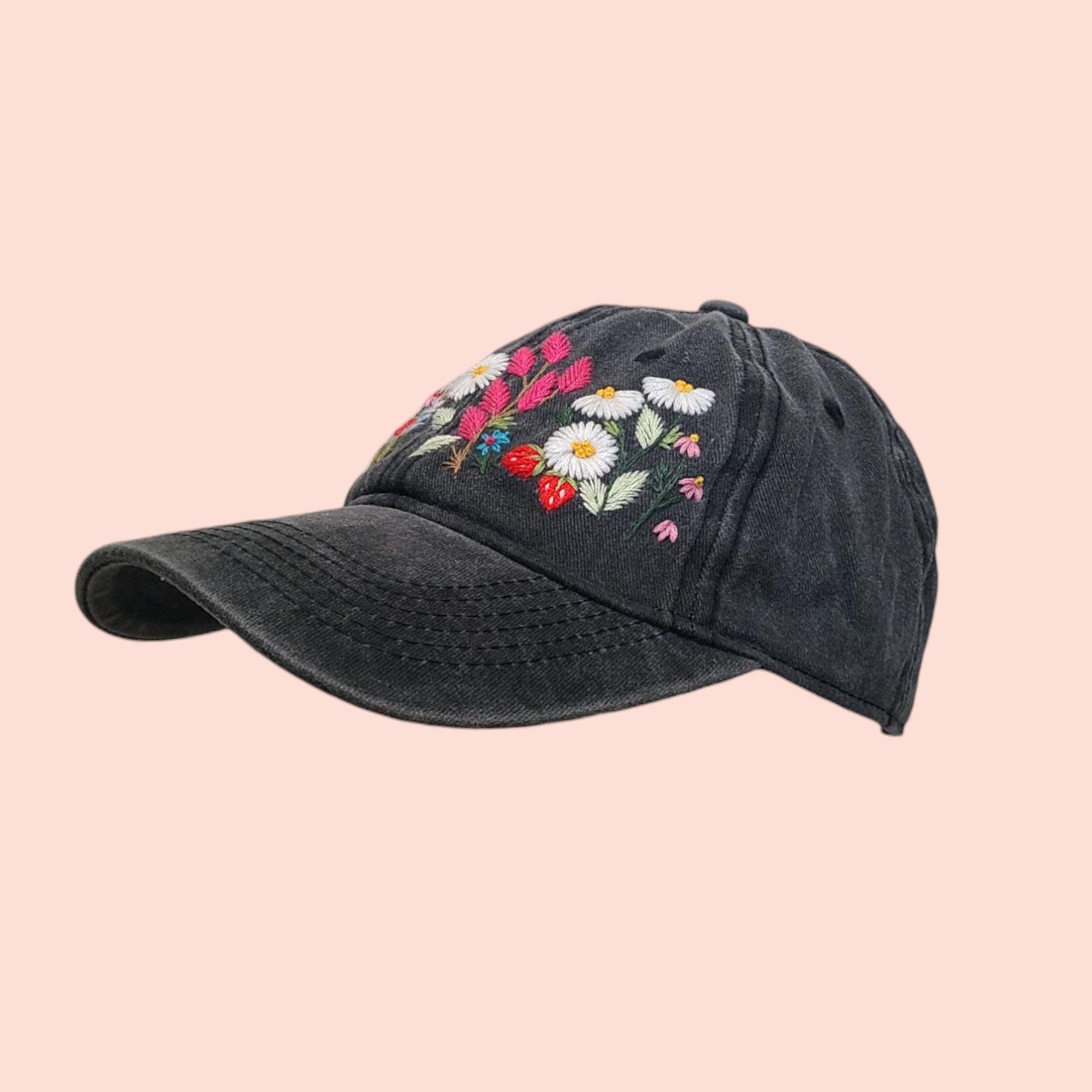 Hand-embroidered Hat Floral Wildflower Summer Hats Flower Hat For Women Embroidered Baseball Caps Vintage Hat