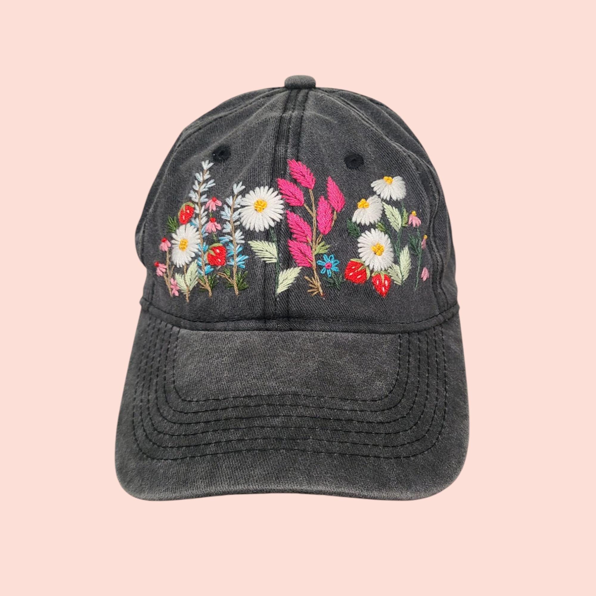 Hand-embroidered Hat Floral Wildflower Summer Hats Flower Hat For Women Embroidered Baseball Caps Vintage Hat