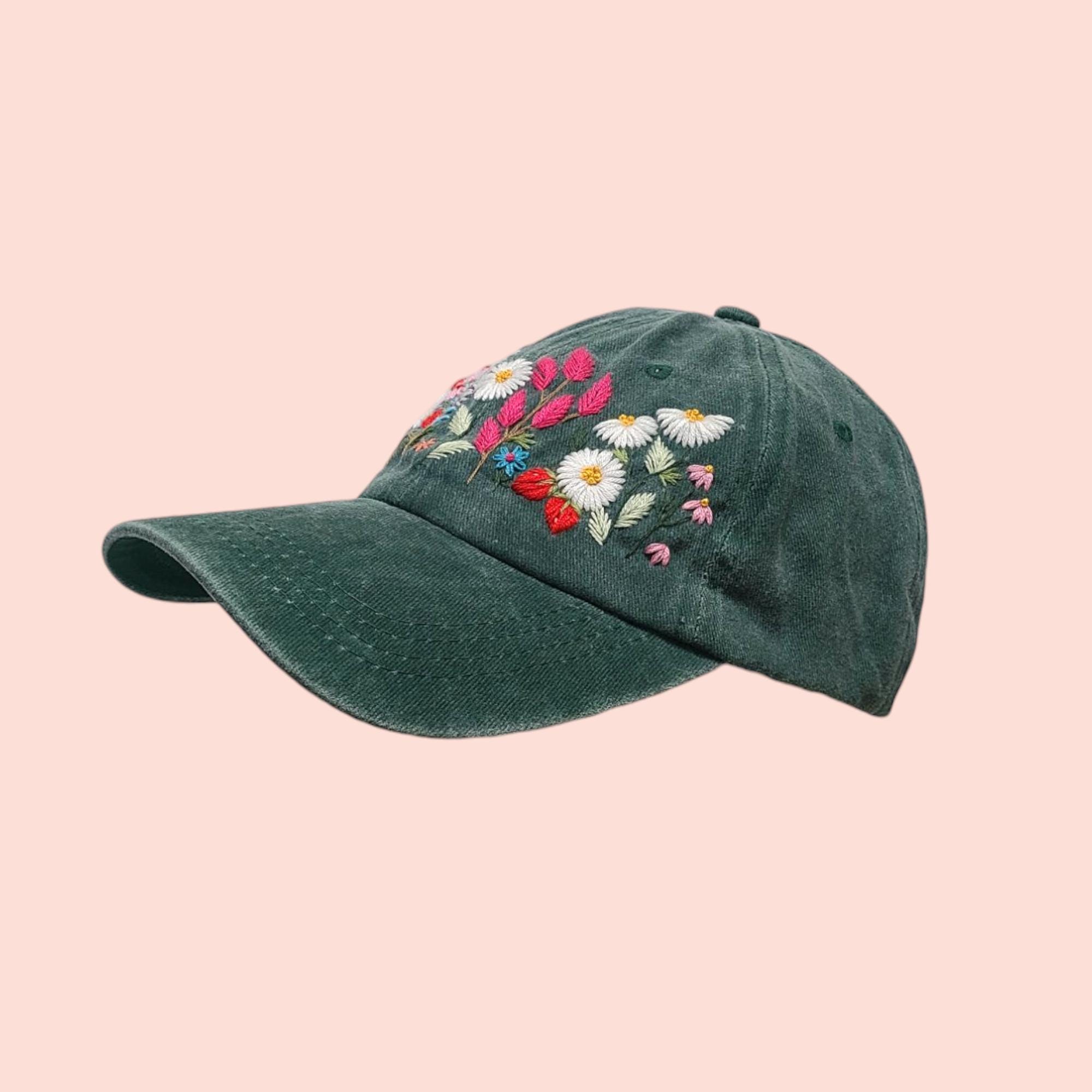 Hand-embroidered Hat Floral Wildflower Summer Hats Flower Hat For Women Embroidered Baseball Caps Vintage Hat