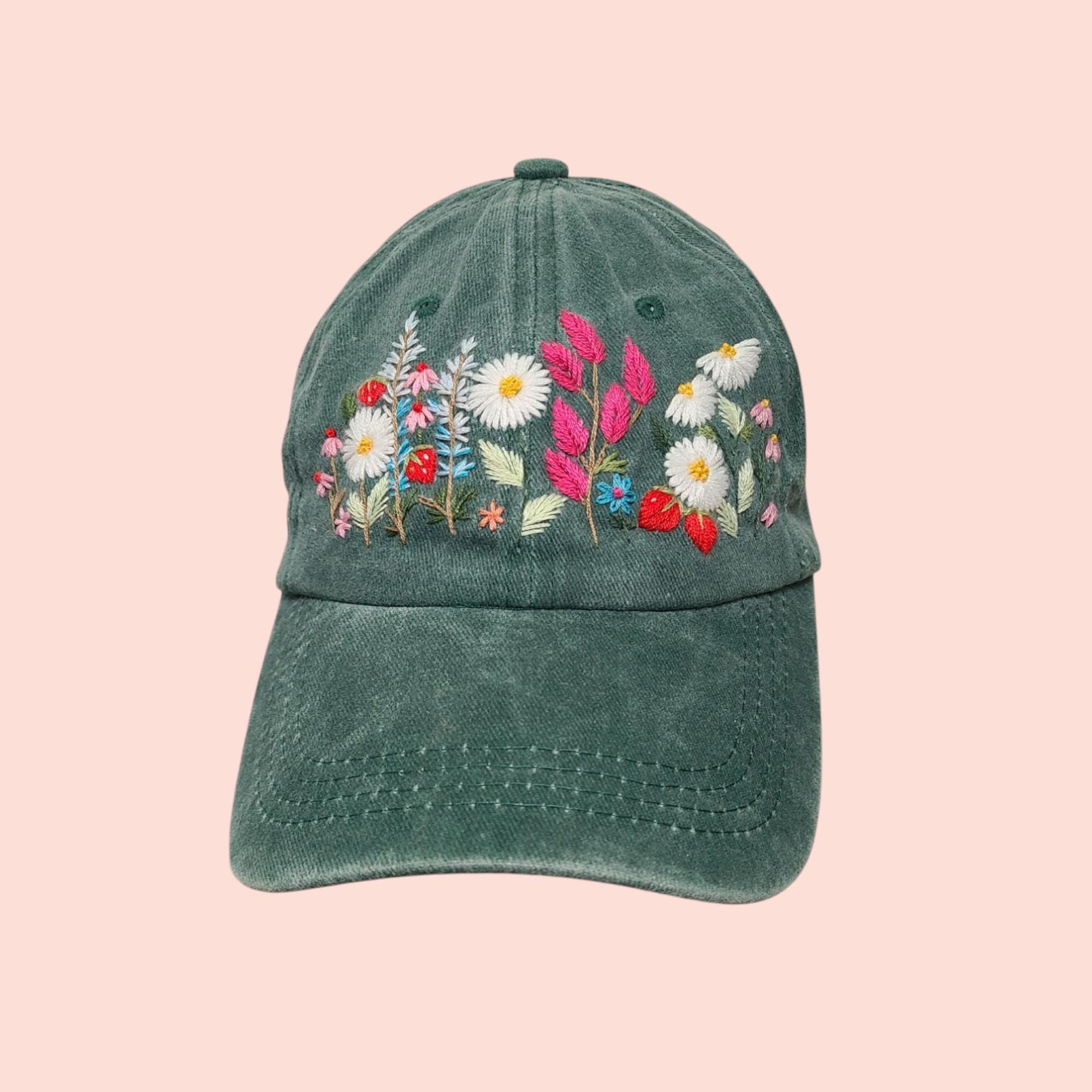 Hand-embroidered Hat Floral Wildflower Summer Hats Flower Hat For Women Embroidered Baseball Caps Vintage Hat