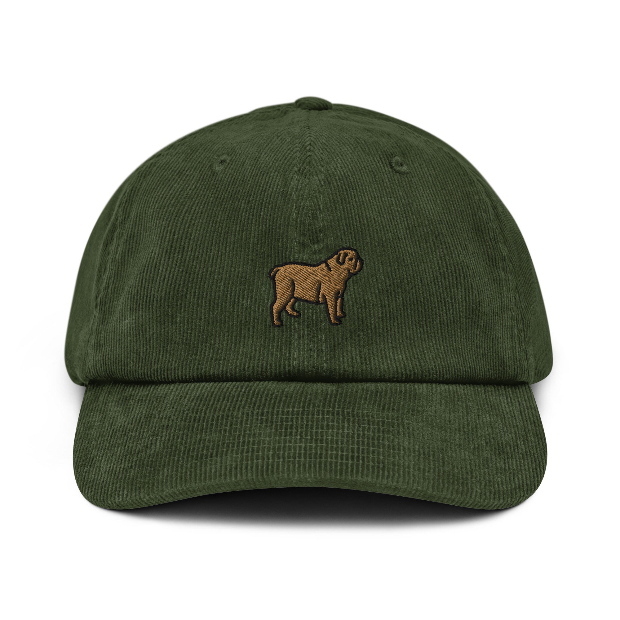 Bulldog Corduroy Hat Handmade Embroidered Corduroy Dad Cap - Multiple Colors